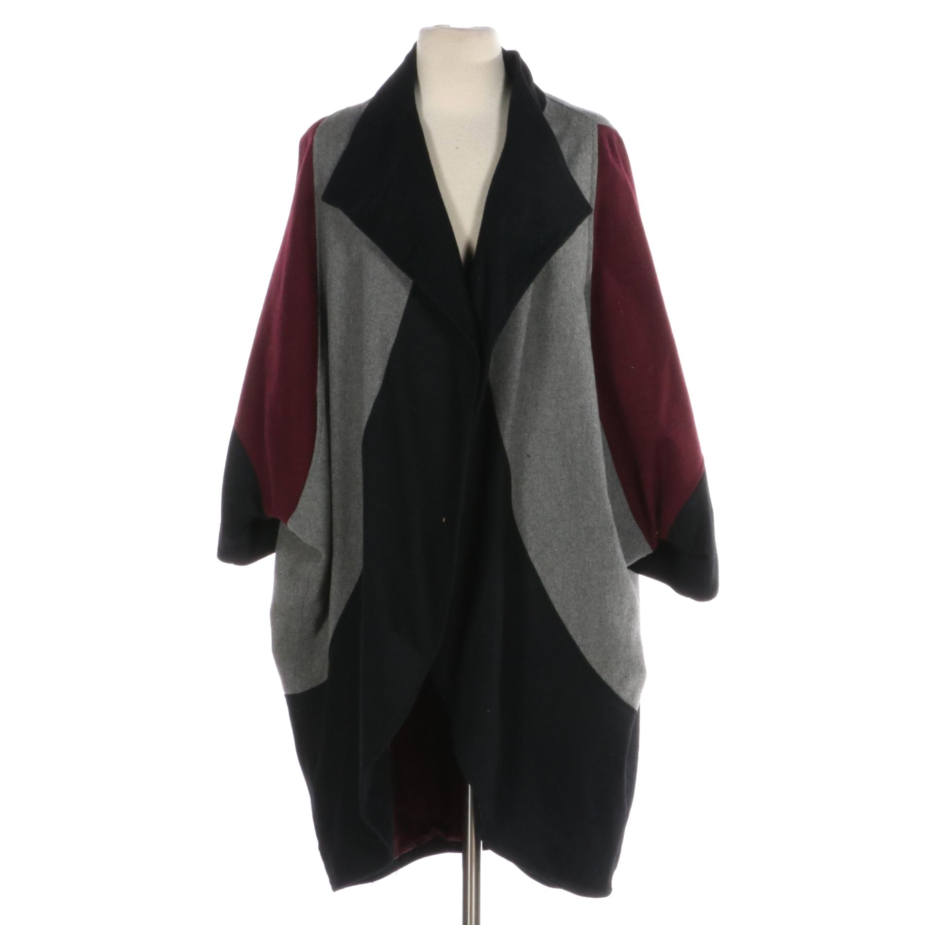 Gepetto  Dolman Sleeve Coat in Color Blocked Wool