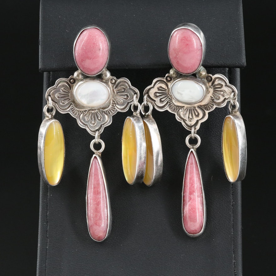 Frank and Brihilda Coriz Santo Domingo Pueblo Kewa Sterling Gemstone Earrings