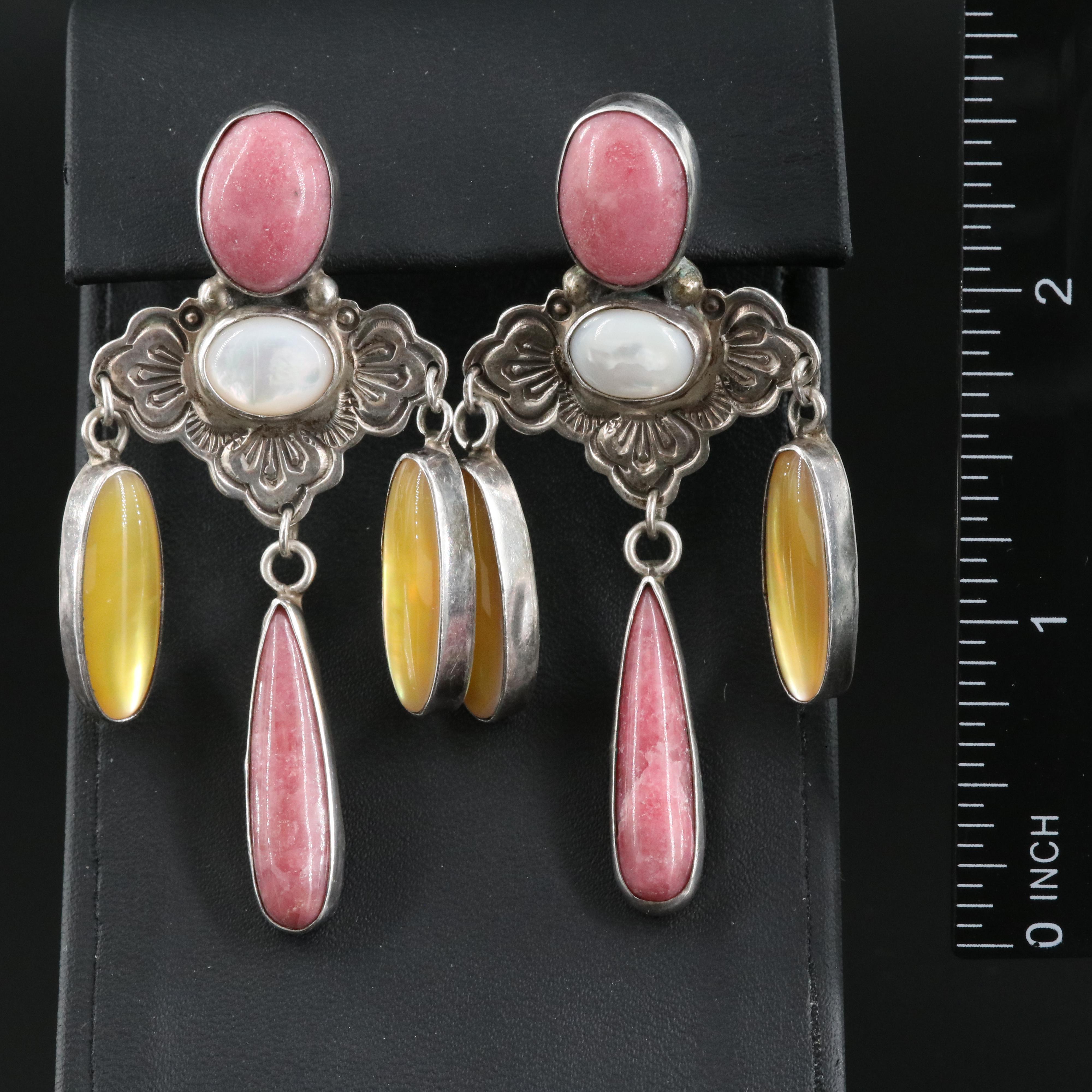 Frank and Brihilda Coriz Santo Domingo Pueblo Kewa Sterling Gemstone Earrings