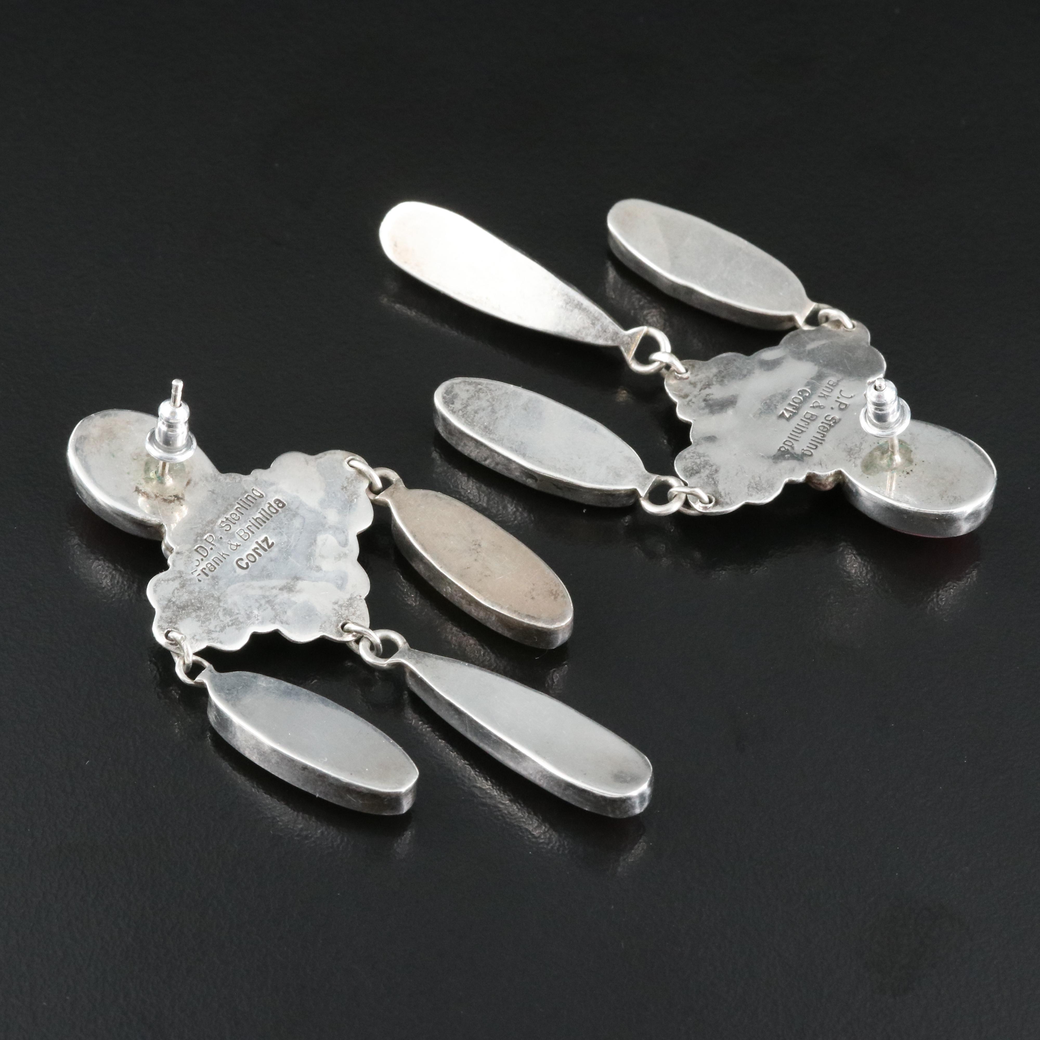 Frank and Brihilda Coriz Santo Domingo Pueblo Kewa Sterling Gemstone Earrings