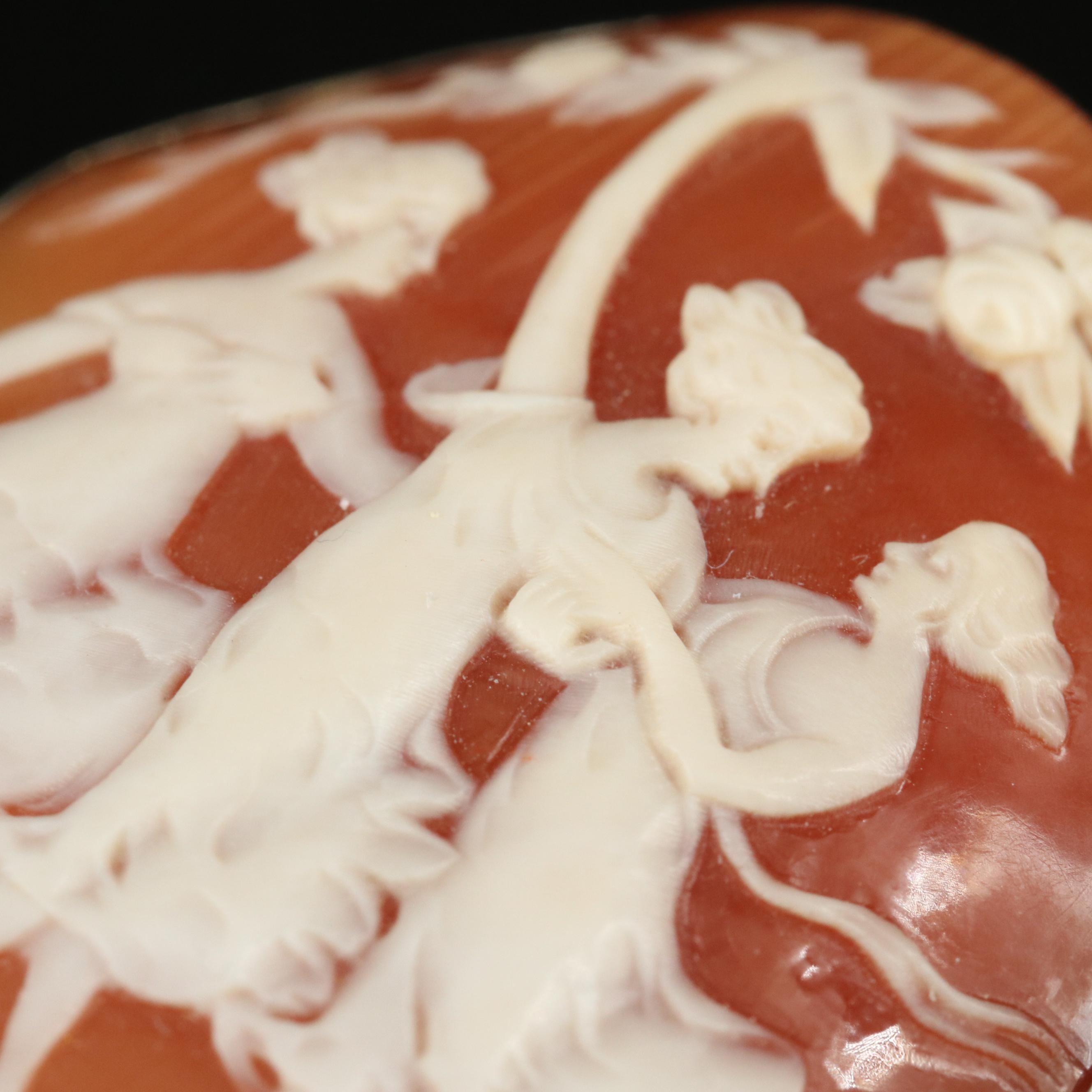 14K Carved Shell Three Graces Brooch