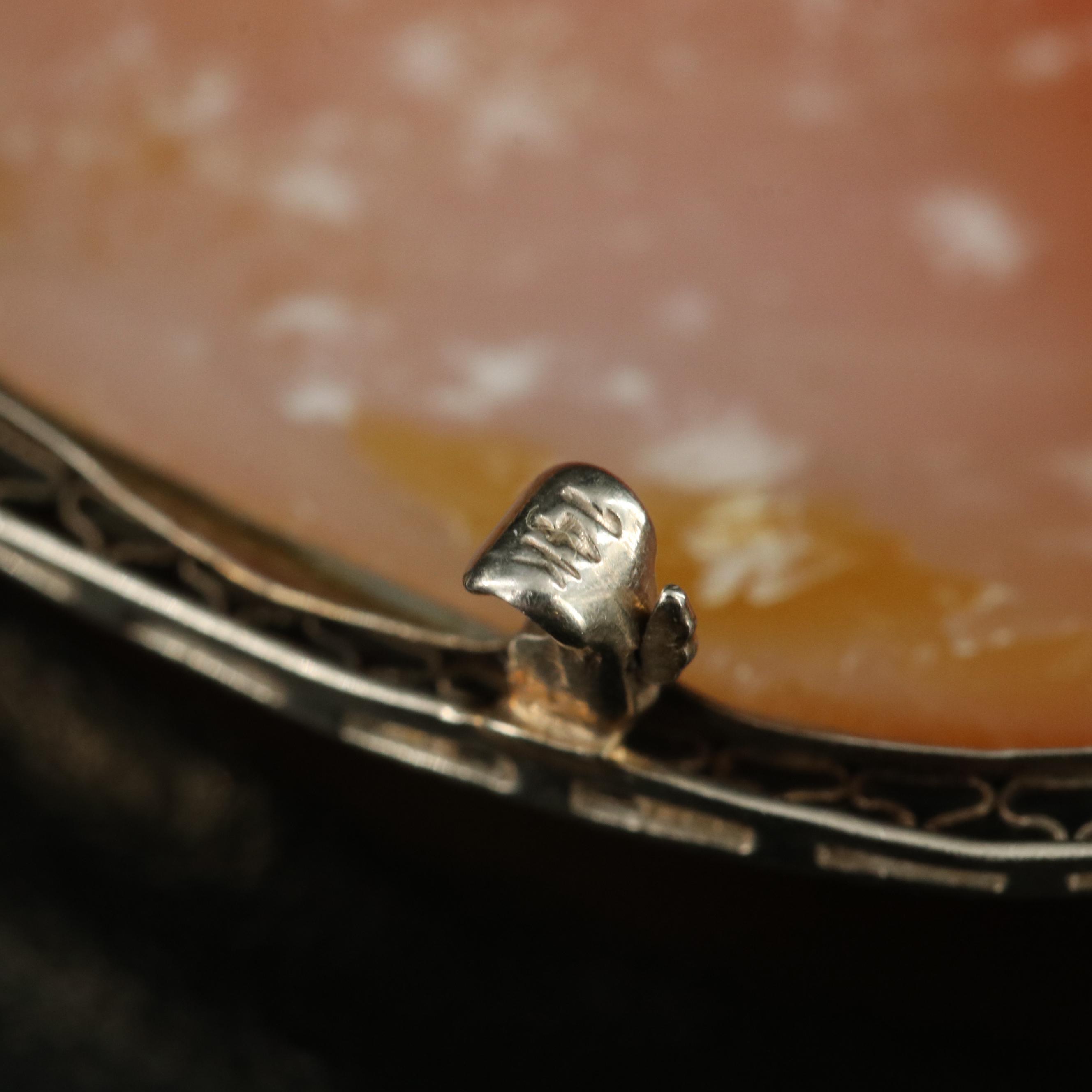 14K Carved Shell Three Graces Brooch