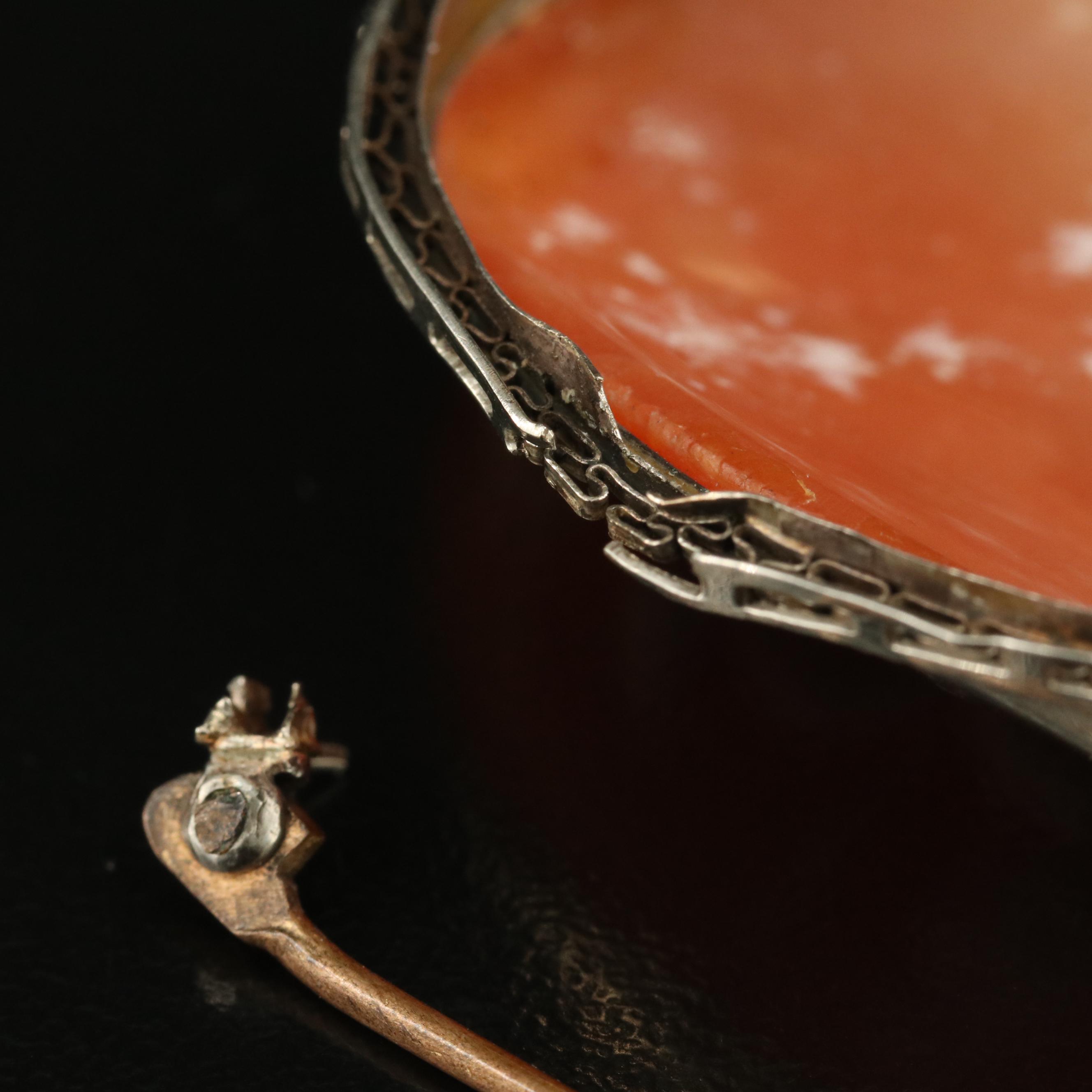 14K Carved Shell Three Graces Brooch