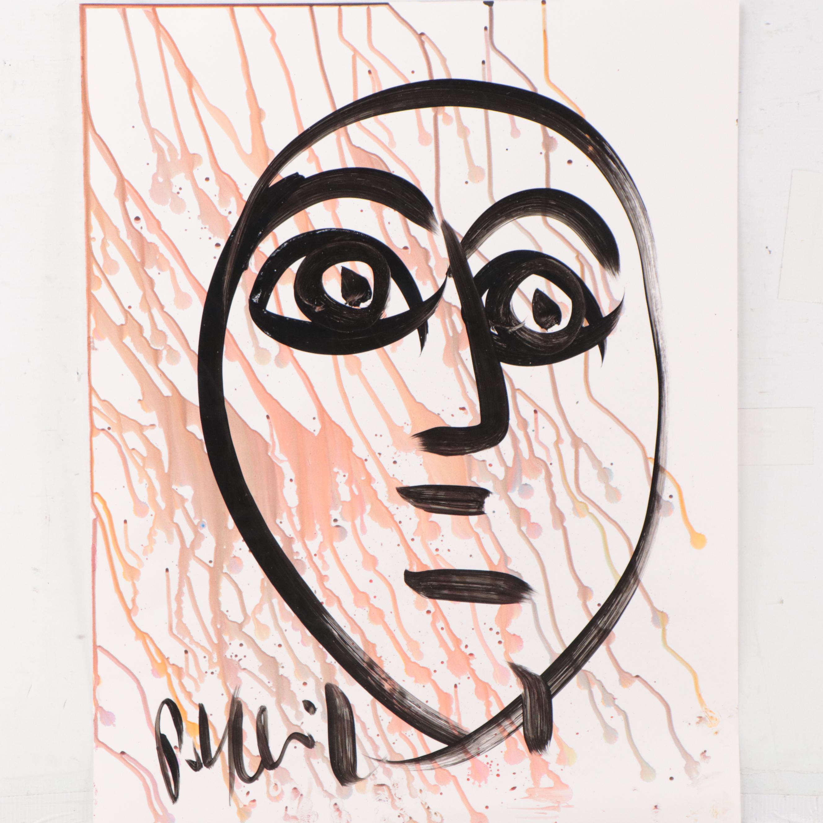 Peter Keil Abstract Portrait Acrylic Painting