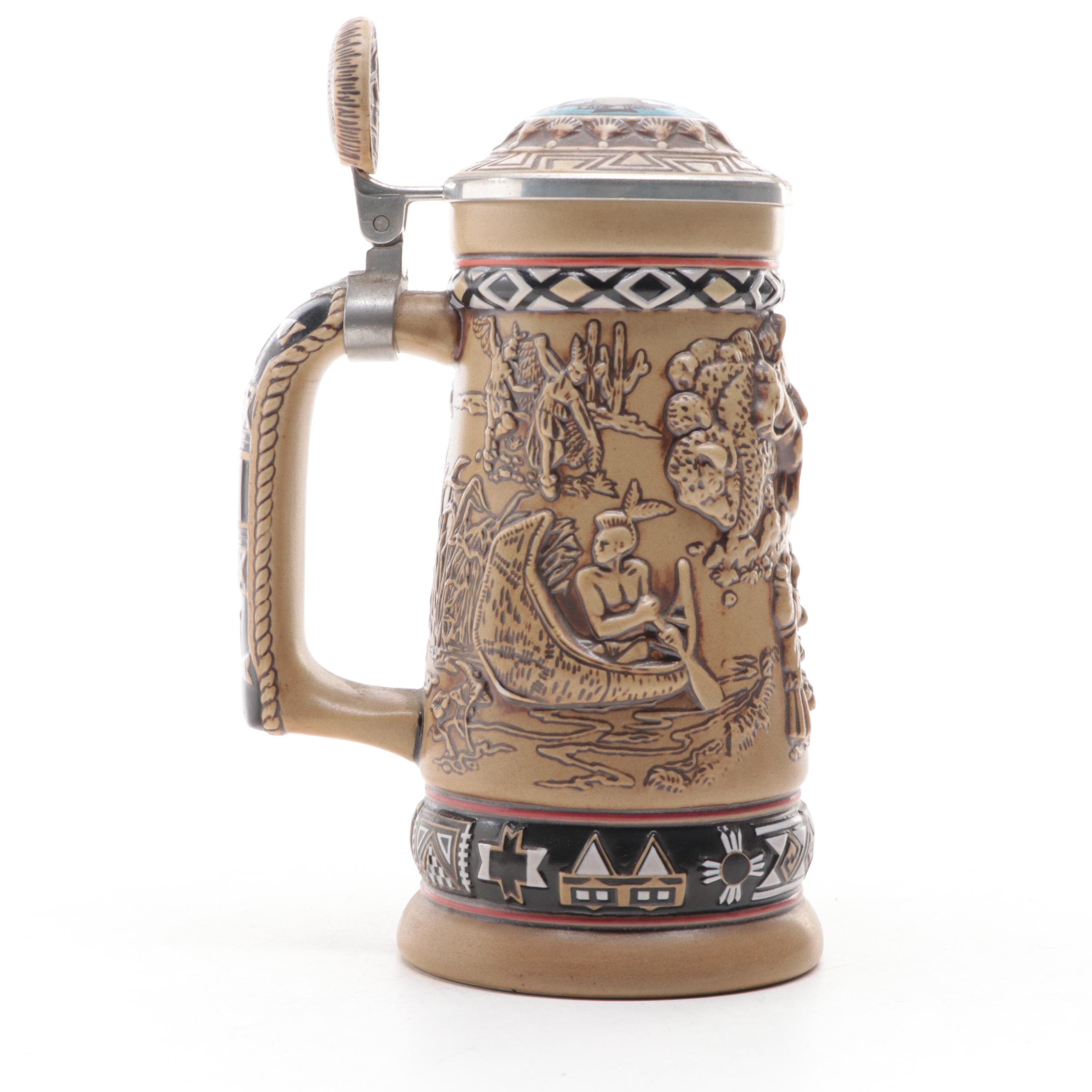 Avon "Indians of the American Frontier" Ceramic Beer Stein, 1988