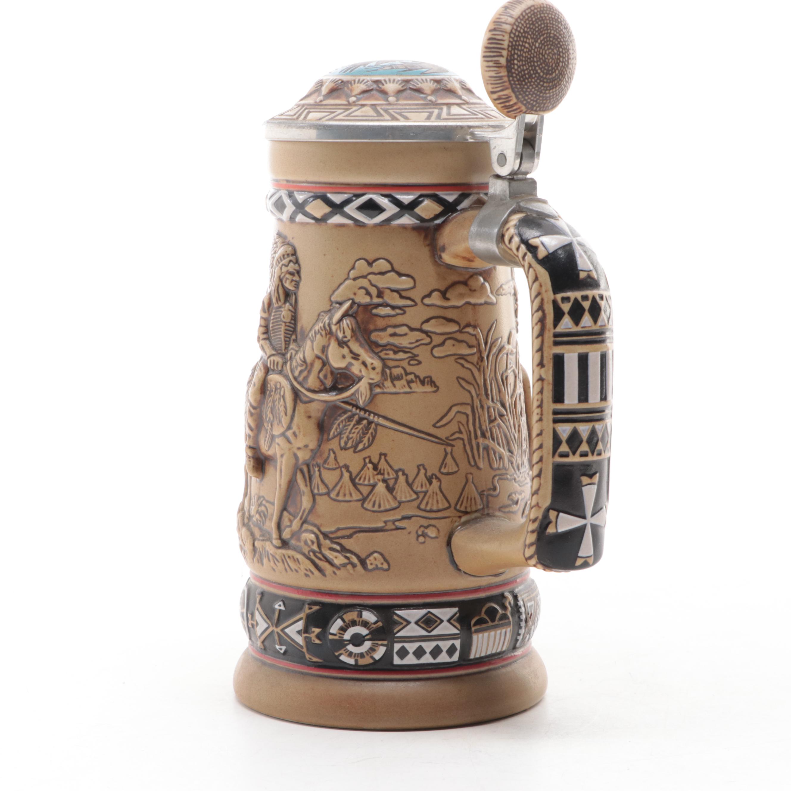 Avon "Indians of the American Frontier" Ceramic Beer Stein, 1988