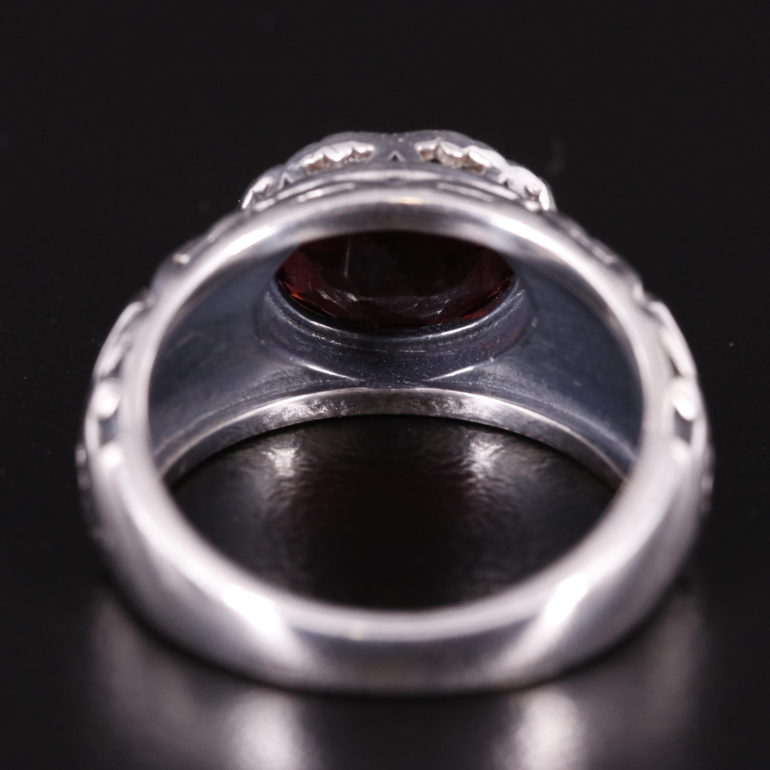 Sterling Garnet Tapered Ring