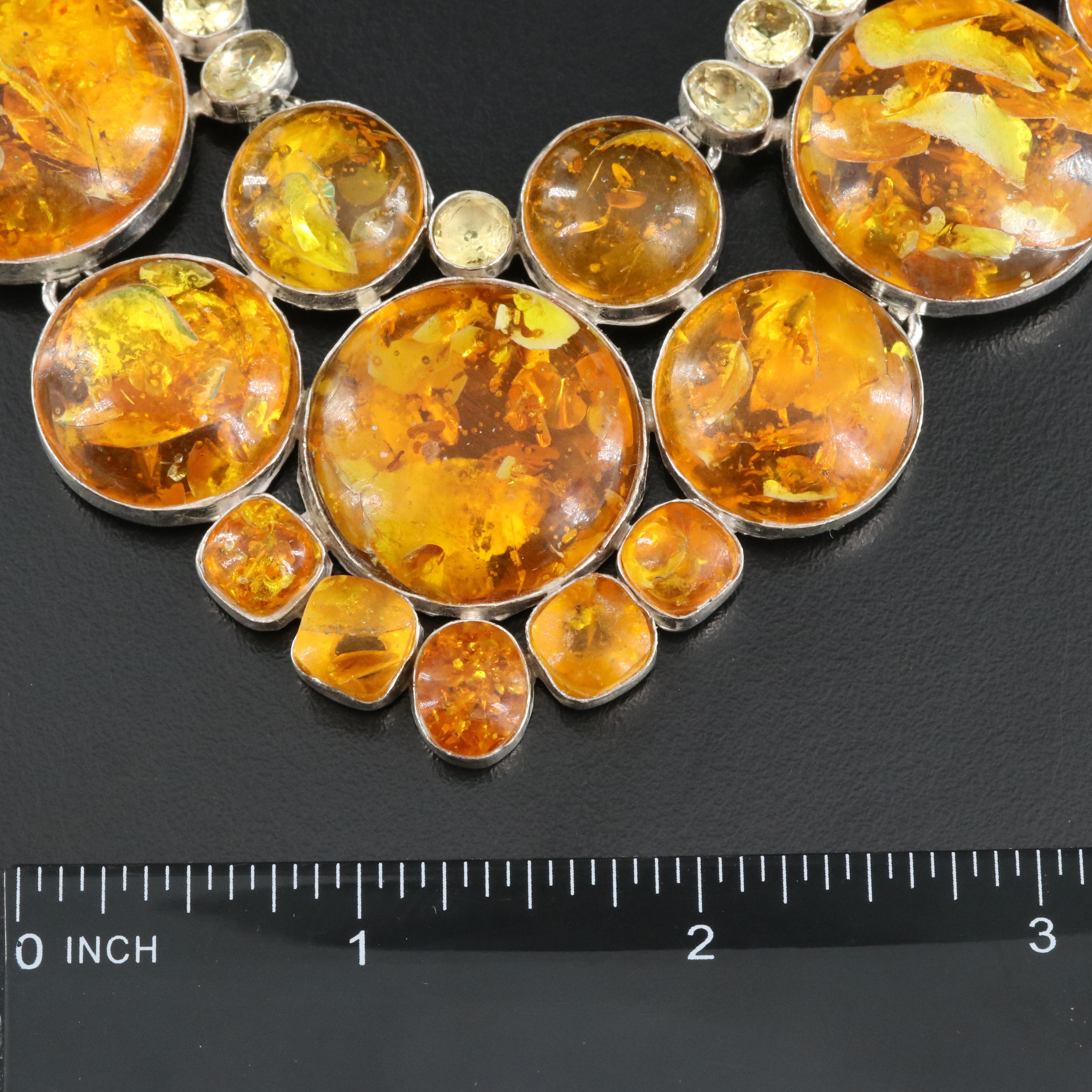 Sterling Copal and Glass Necklace