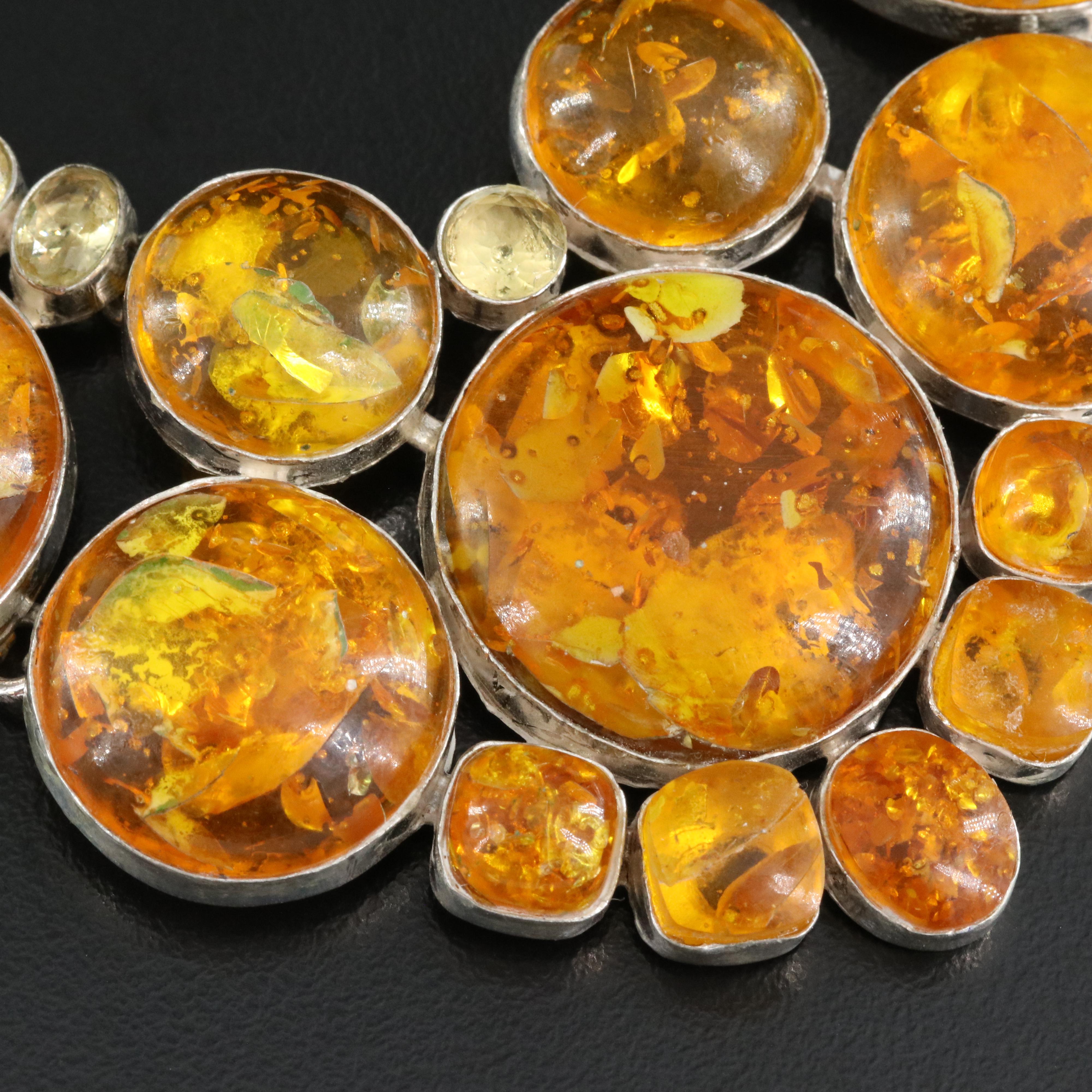 Sterling Copal and Glass Necklace