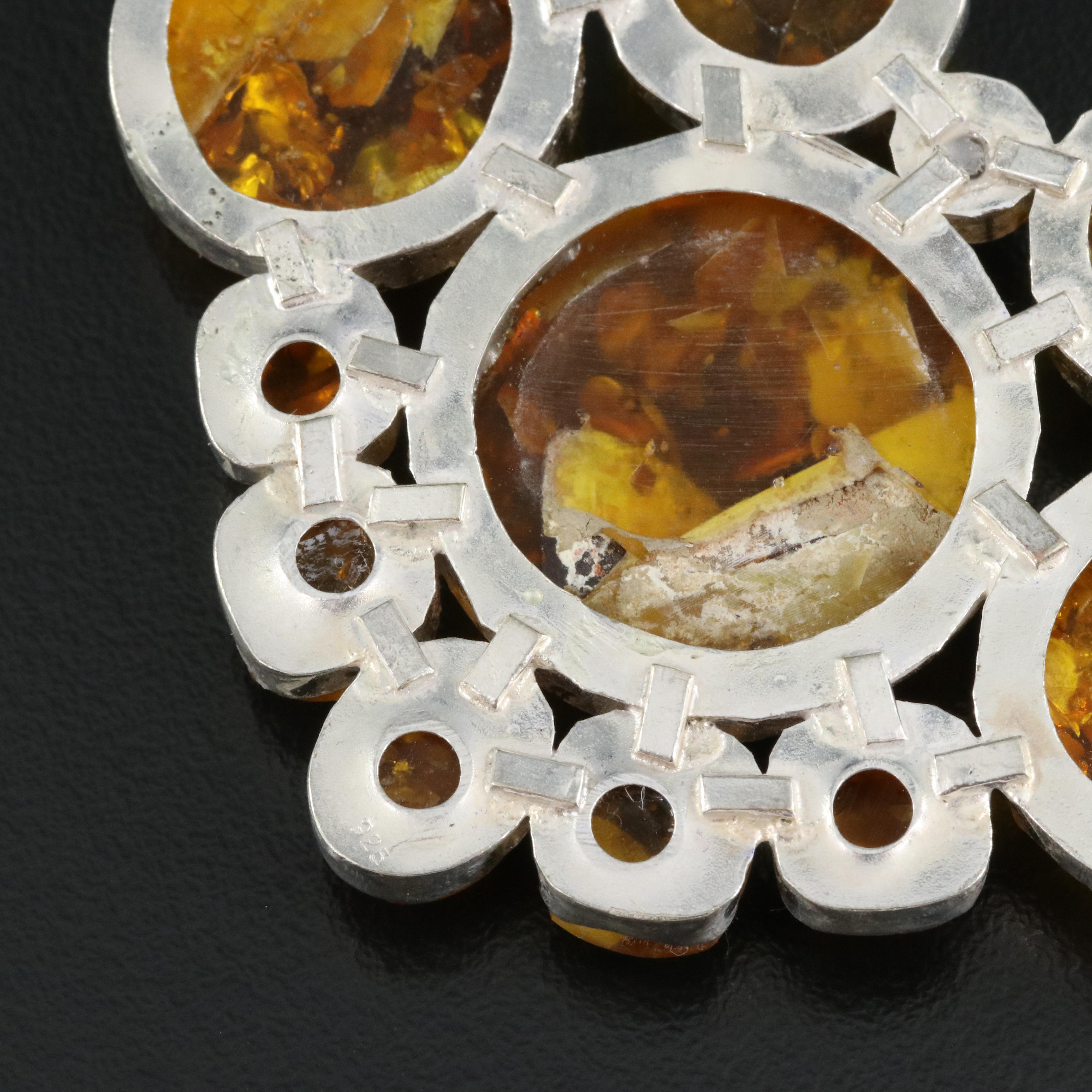 Sterling Copal and Glass Necklace