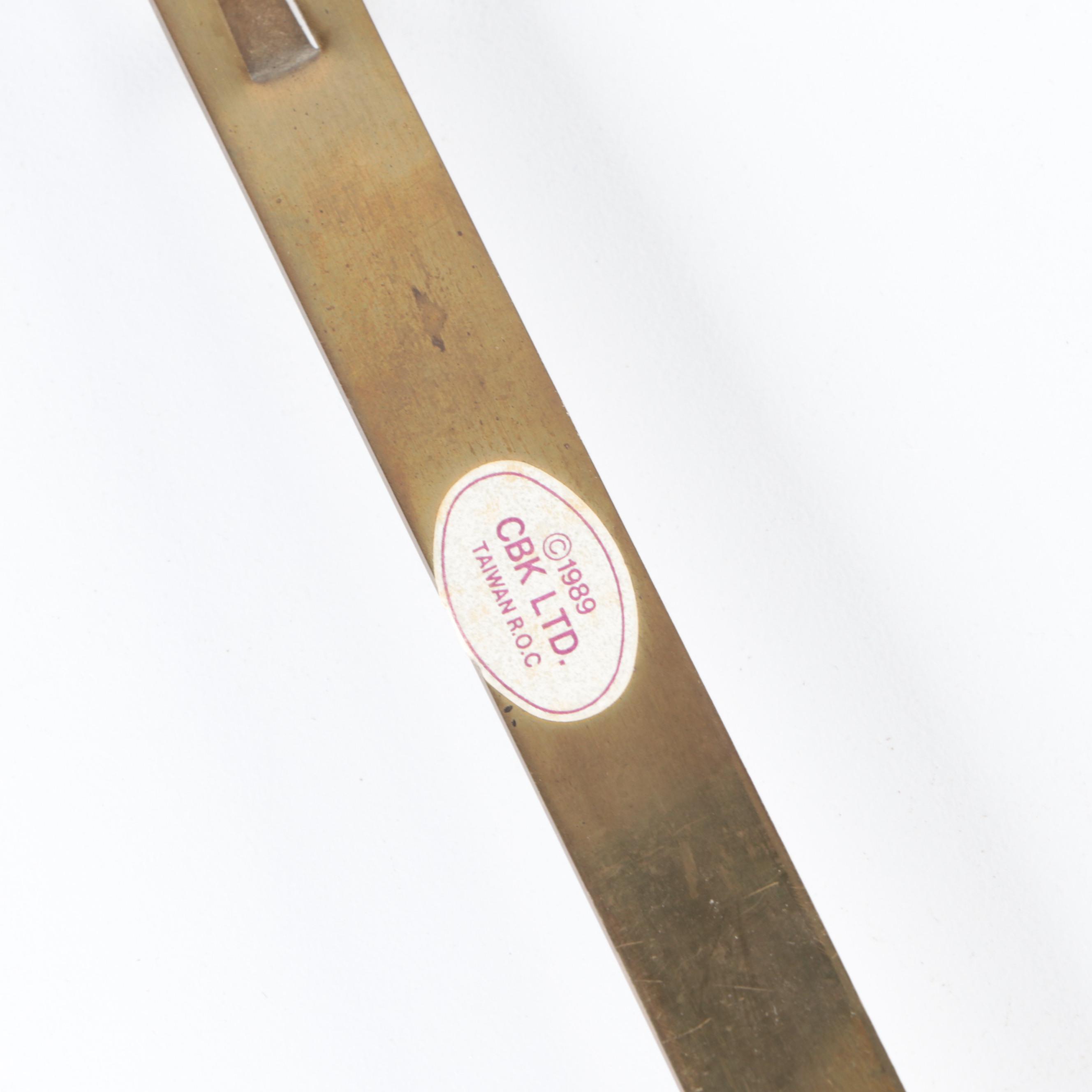 Pair of Brass Ribbon Double Sconces with Brass Ribbon and Tassel Picture Holder