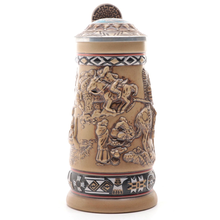 Avon "Indians of the American Frontier" Ceramic Beer Stein, 1988