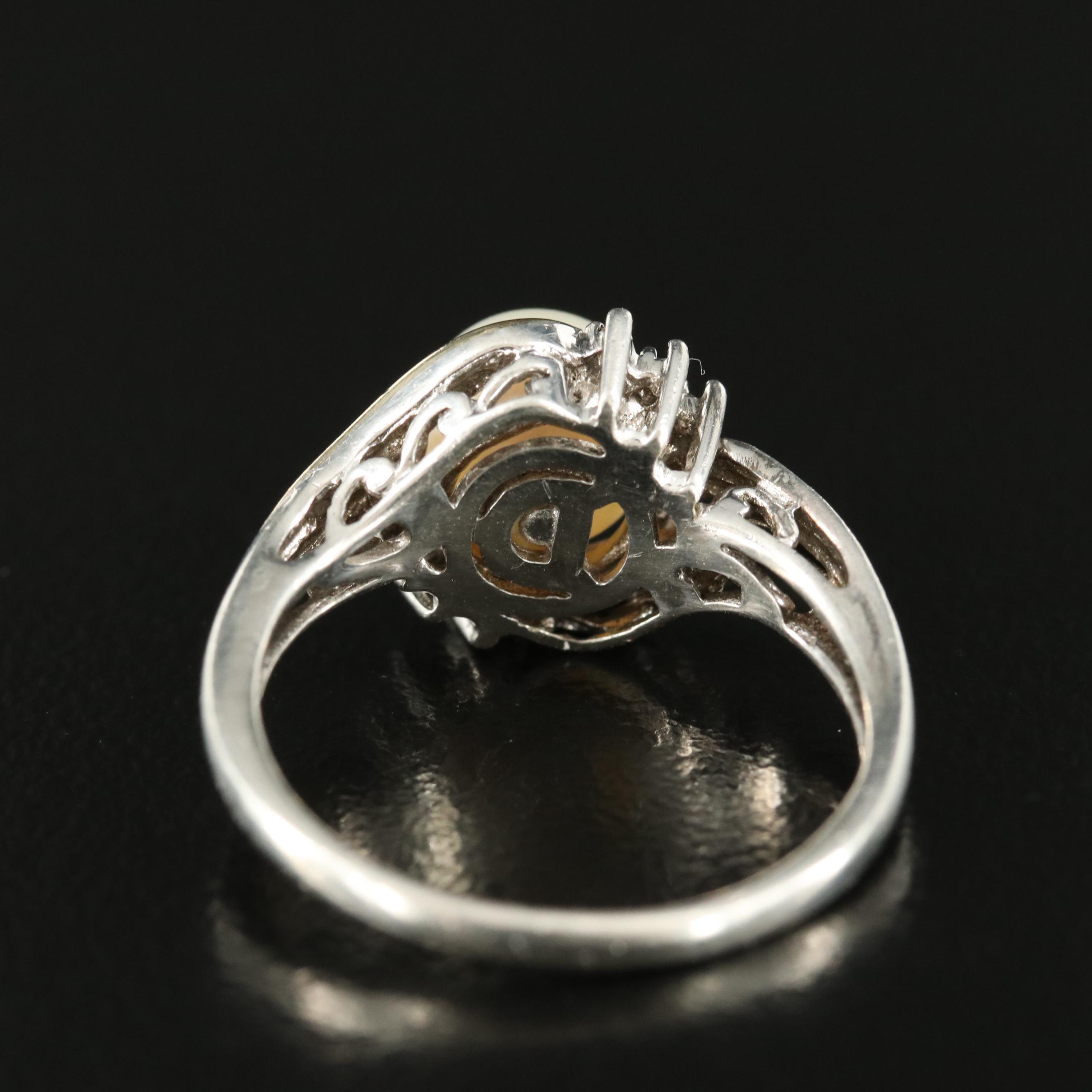 Sterling Pearl and Diamond Ring with 10K Accent