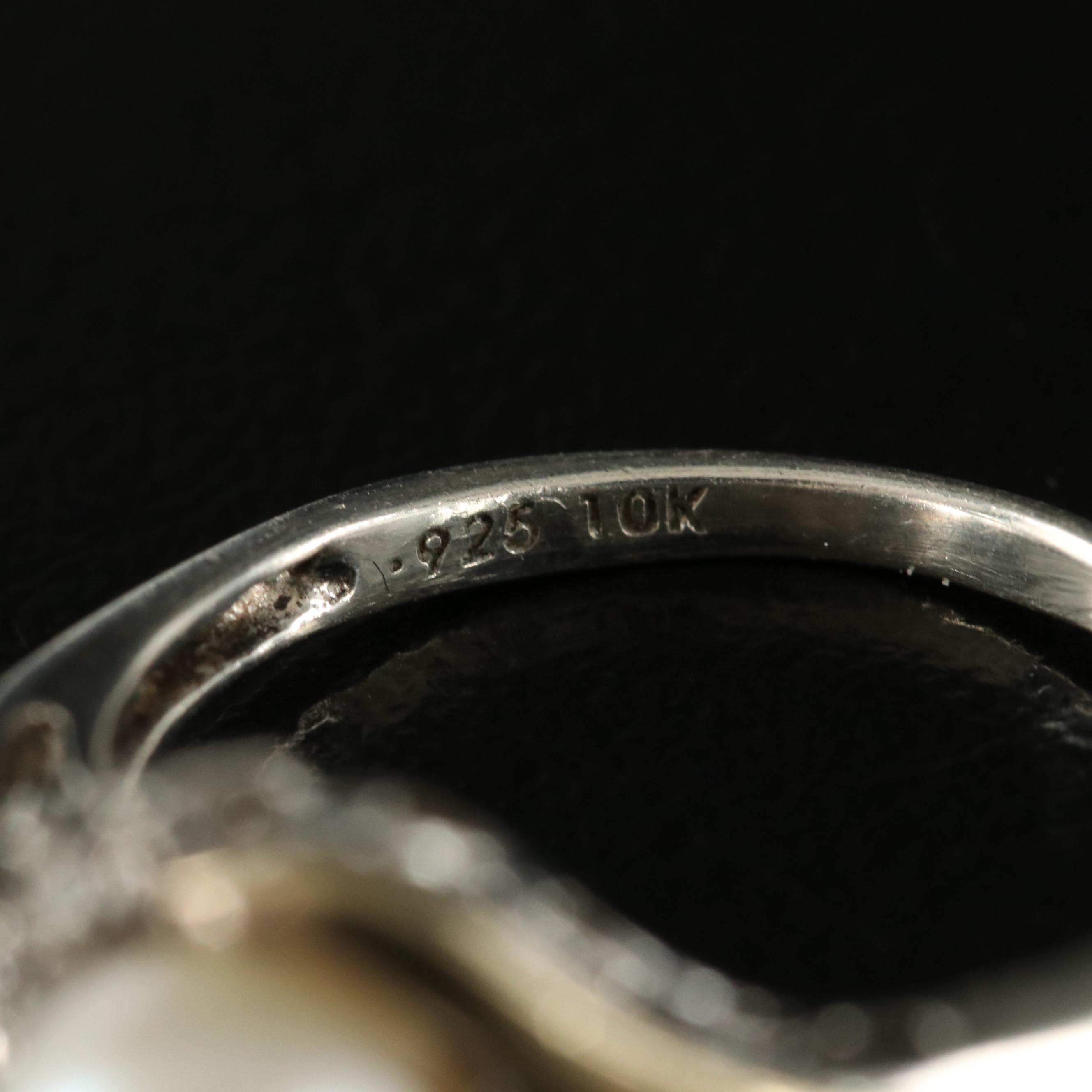 Sterling Pearl and Diamond Ring with 10K Accent