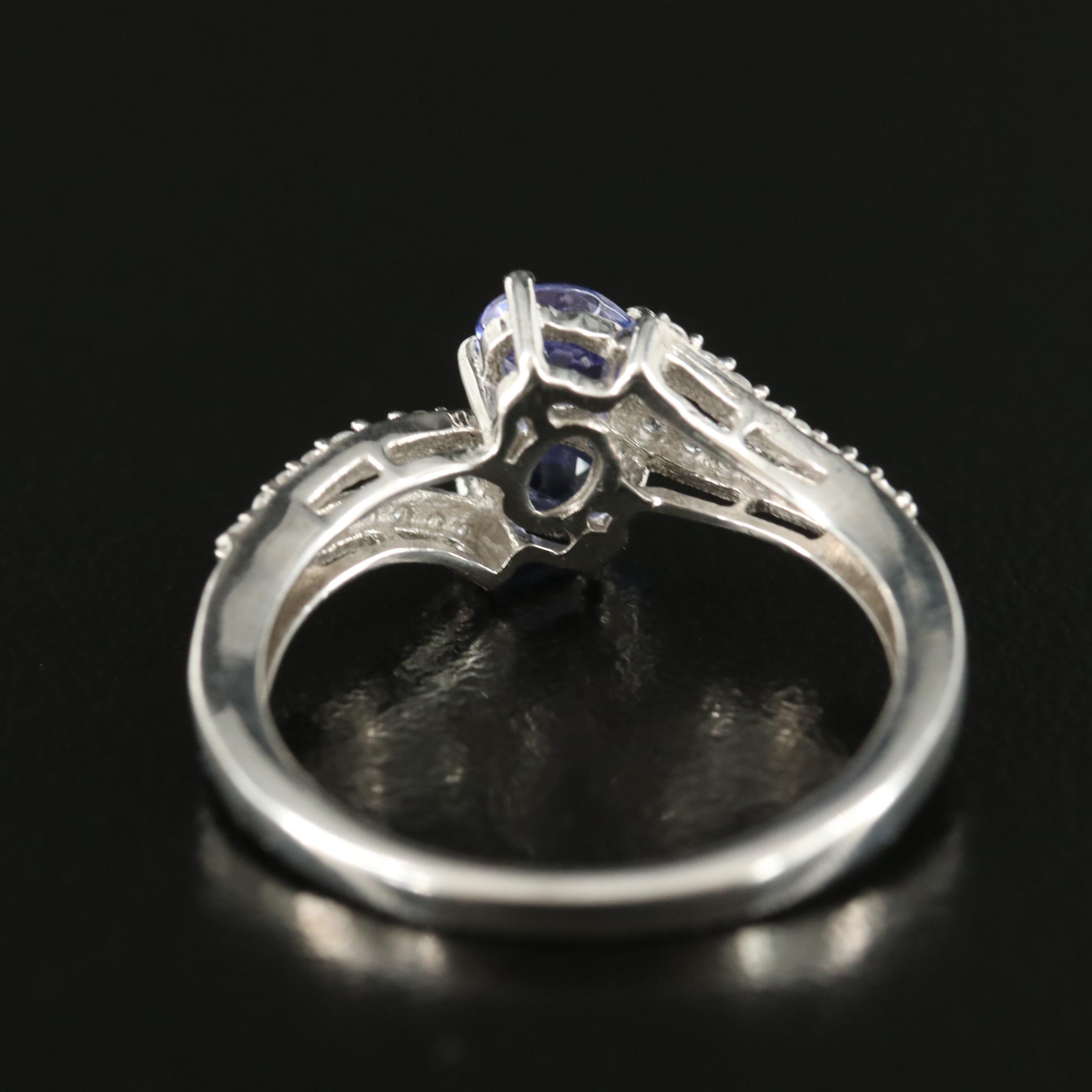 Sterling Tanzanite and White Zircon Ring