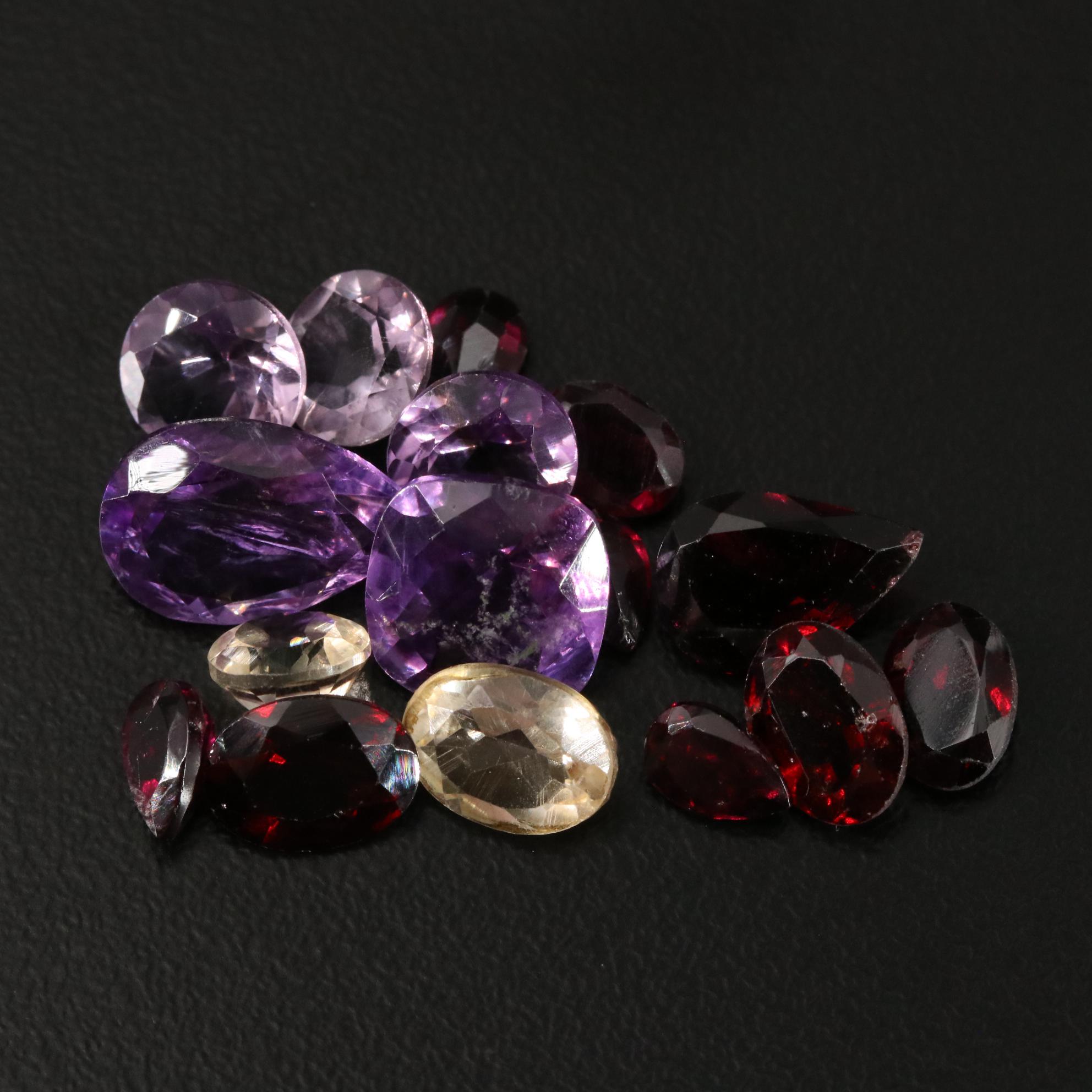 Loose 20.05 CTW Amethyst, Garnet, and Citrine Lot
