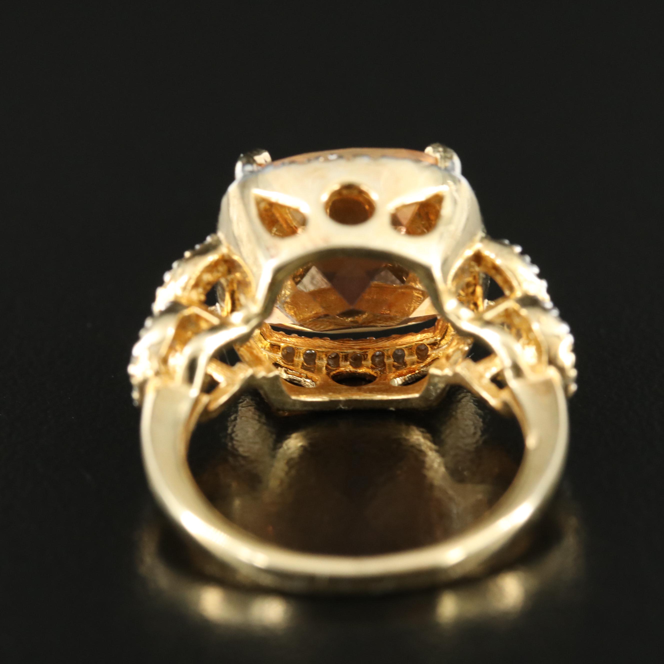Sterling Citrine and Diamond Ring