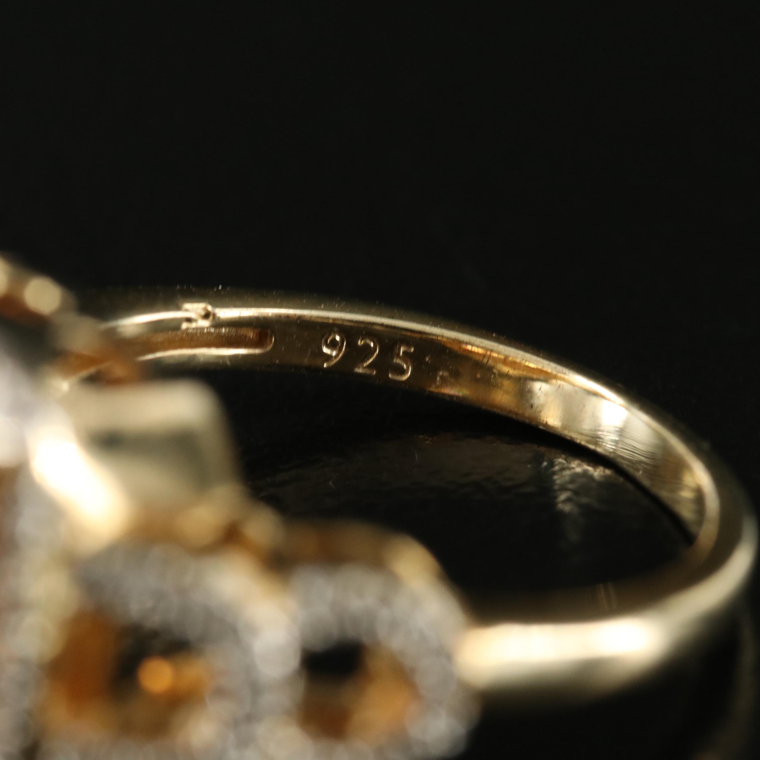 Sterling Citrine and Diamond Ring