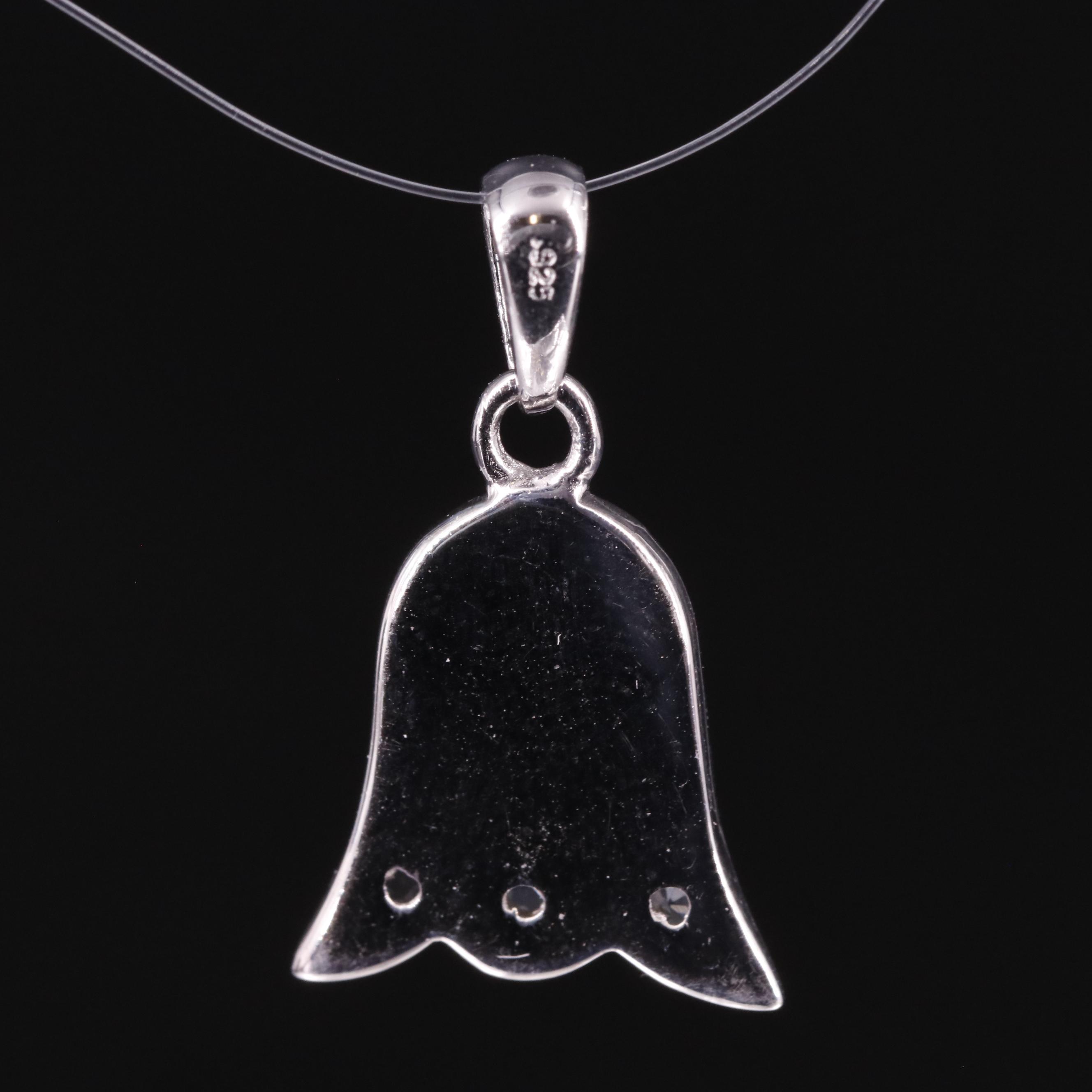 Sterling Diamond Bell Pendant