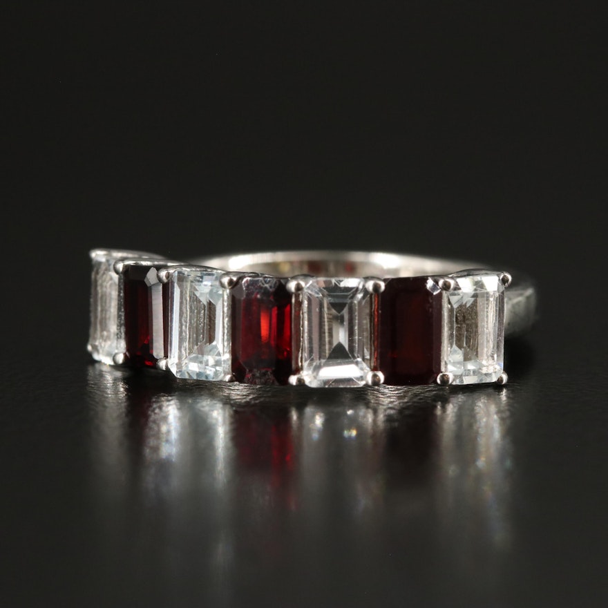 Sterling Garnet and White Topaz Ring