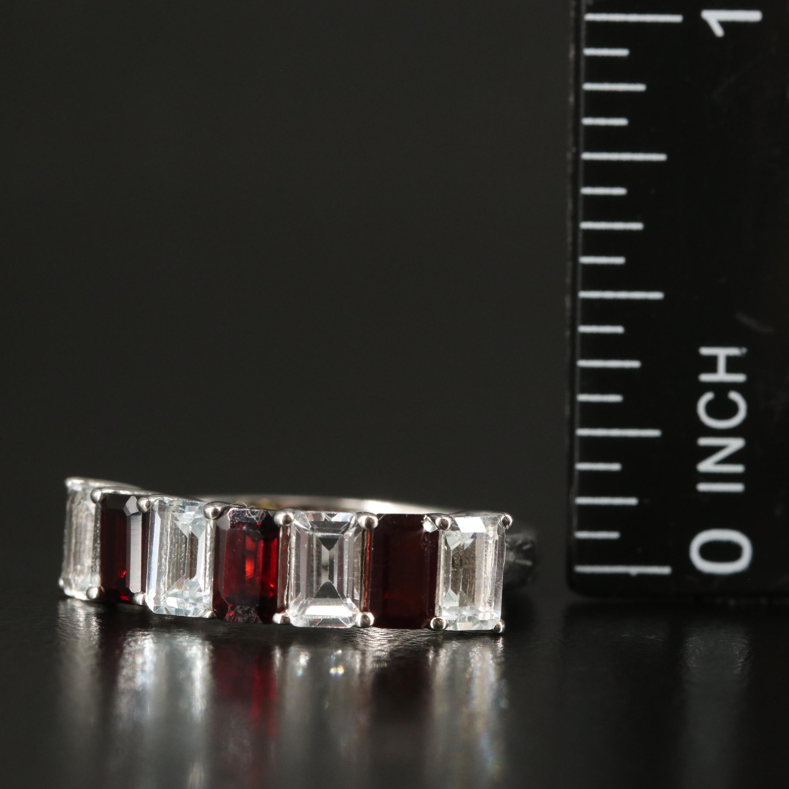 Sterling Garnet and White Topaz Ring