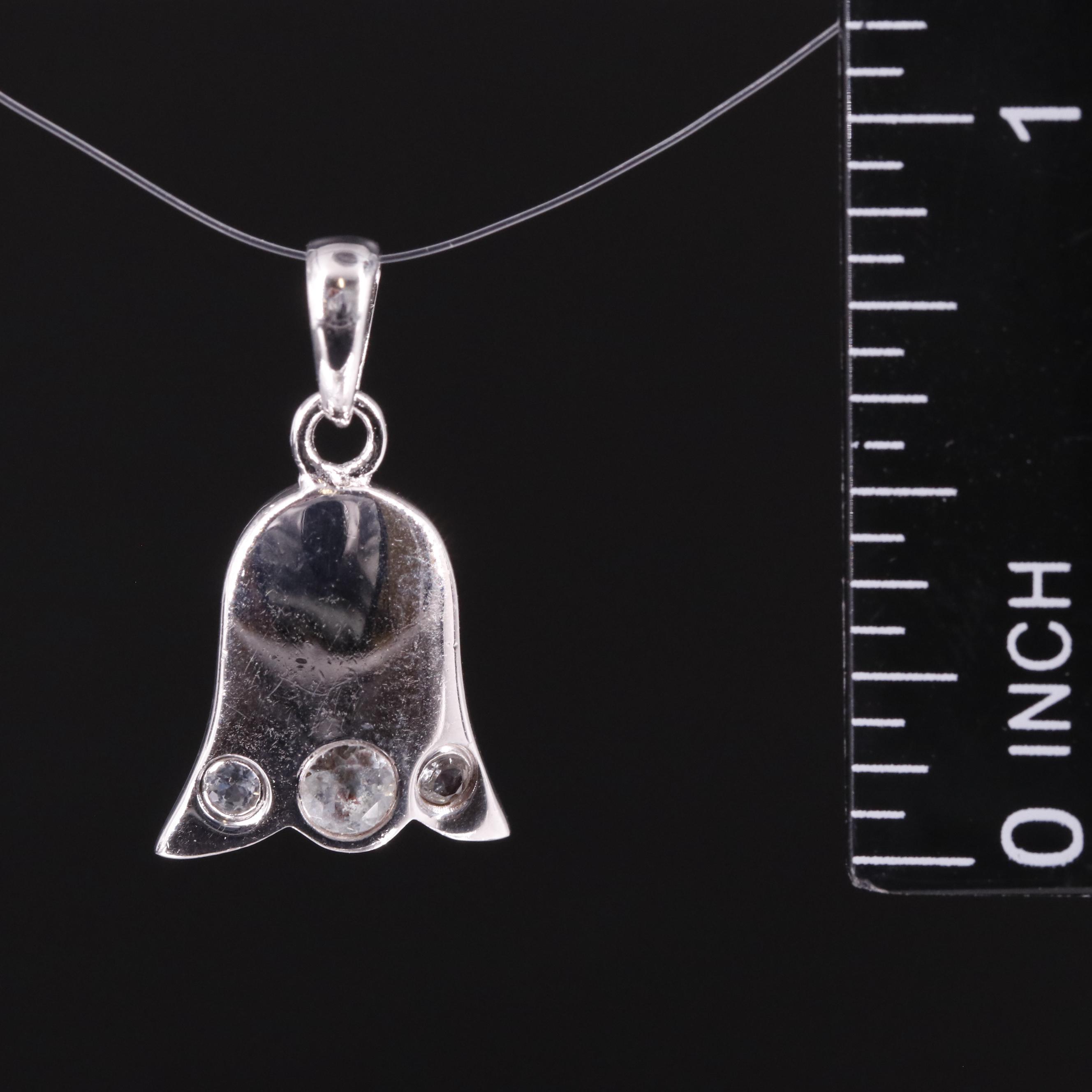 Sterling Diamond Bell Pendant