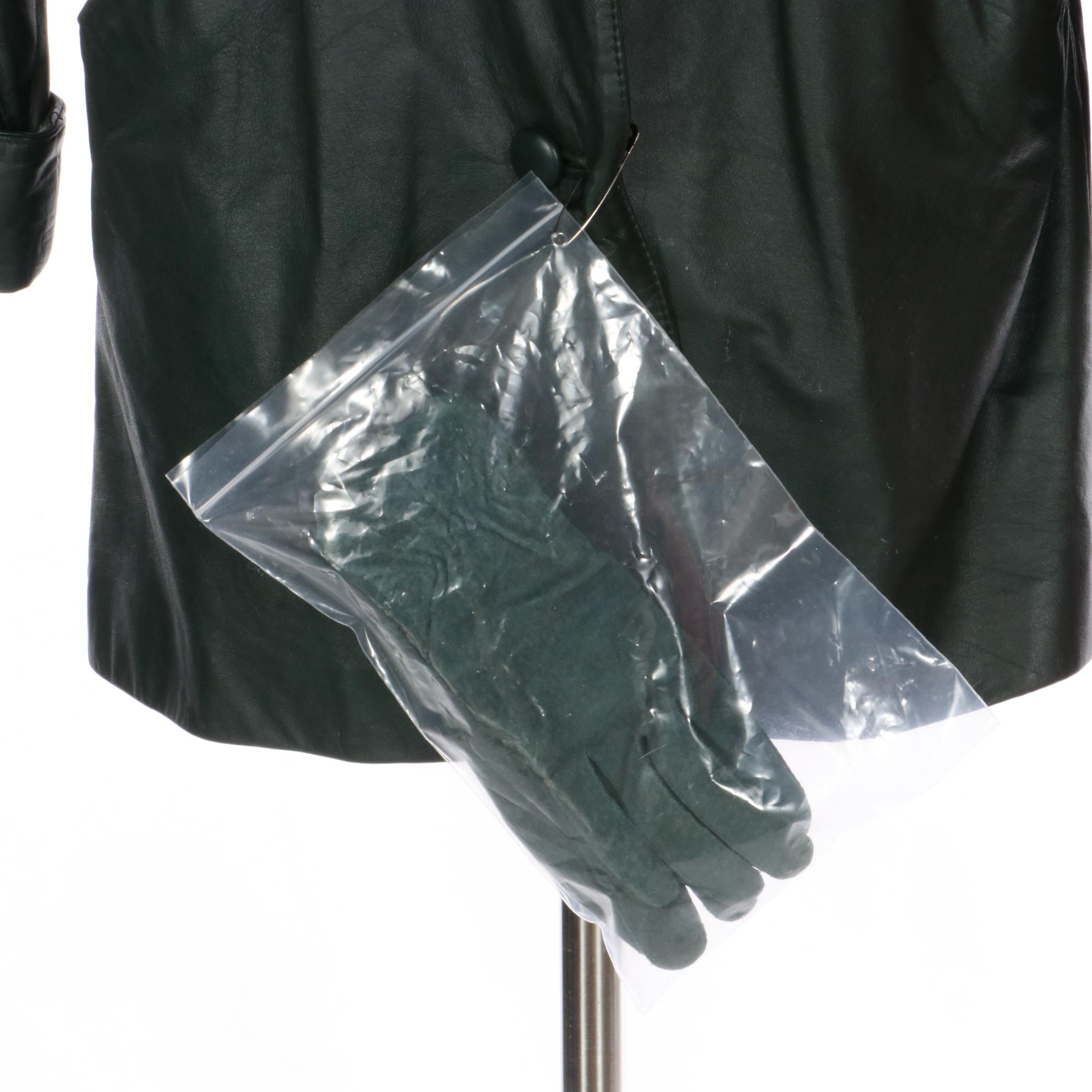 Avanti Oversized Dark Green Leather Coat with Other Red Faux Leather Coat