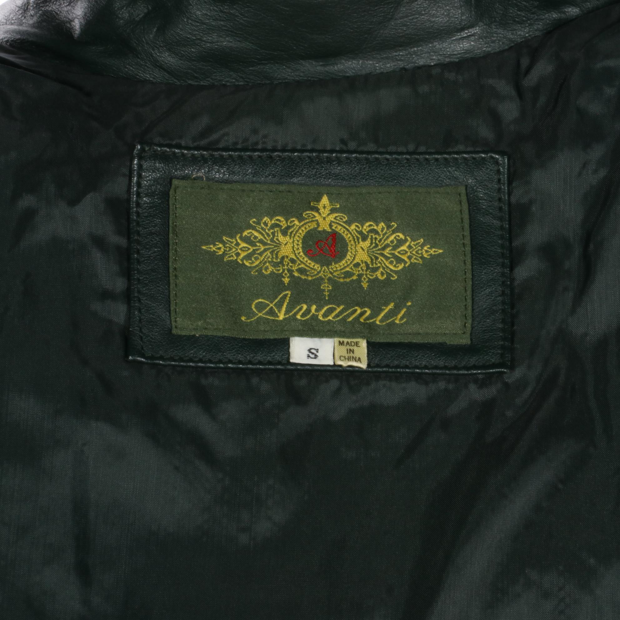 Avanti Oversized Dark Green Leather Coat with Other Red Faux Leather Coat