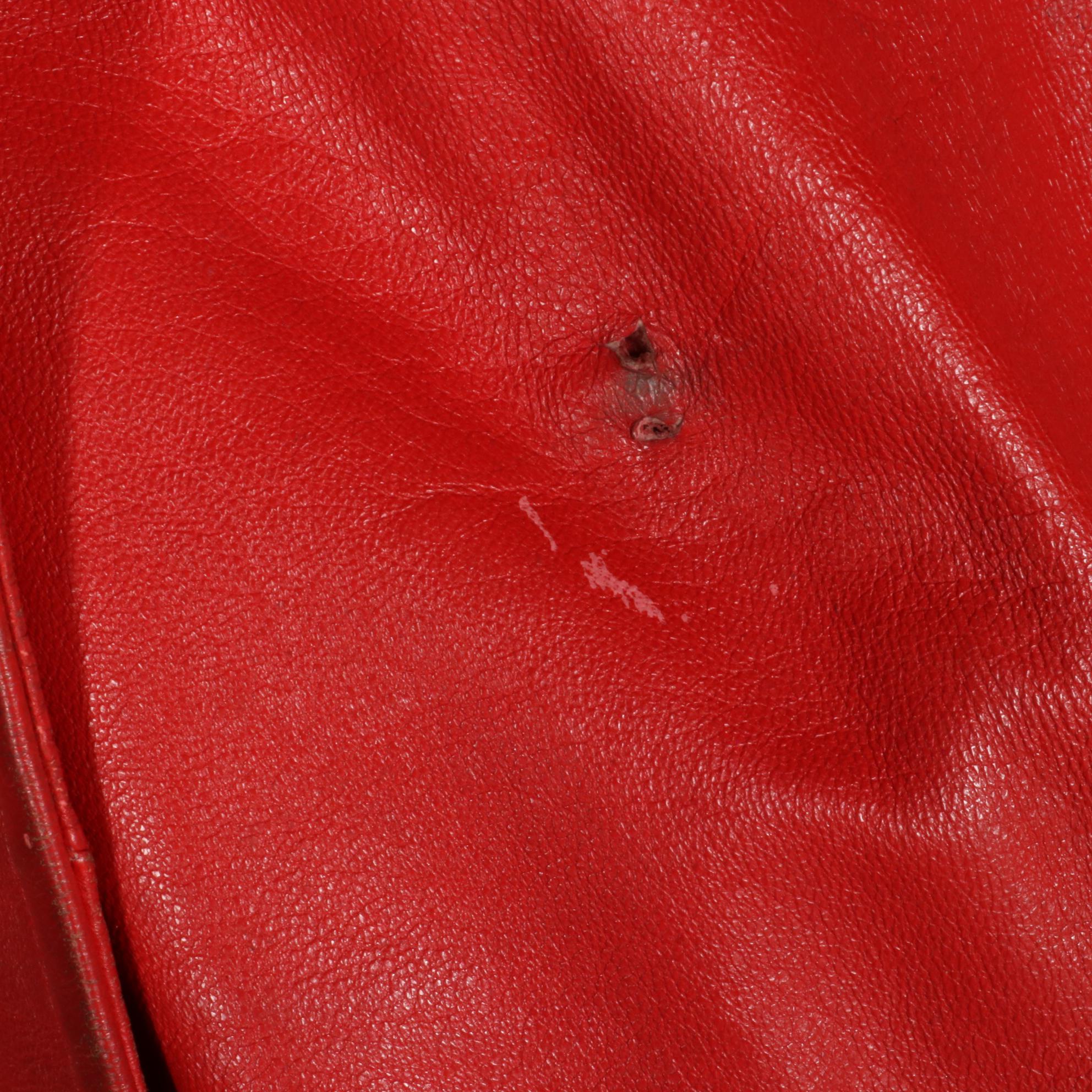 Avanti Oversized Dark Green Leather Coat with Other Red Faux Leather Coat