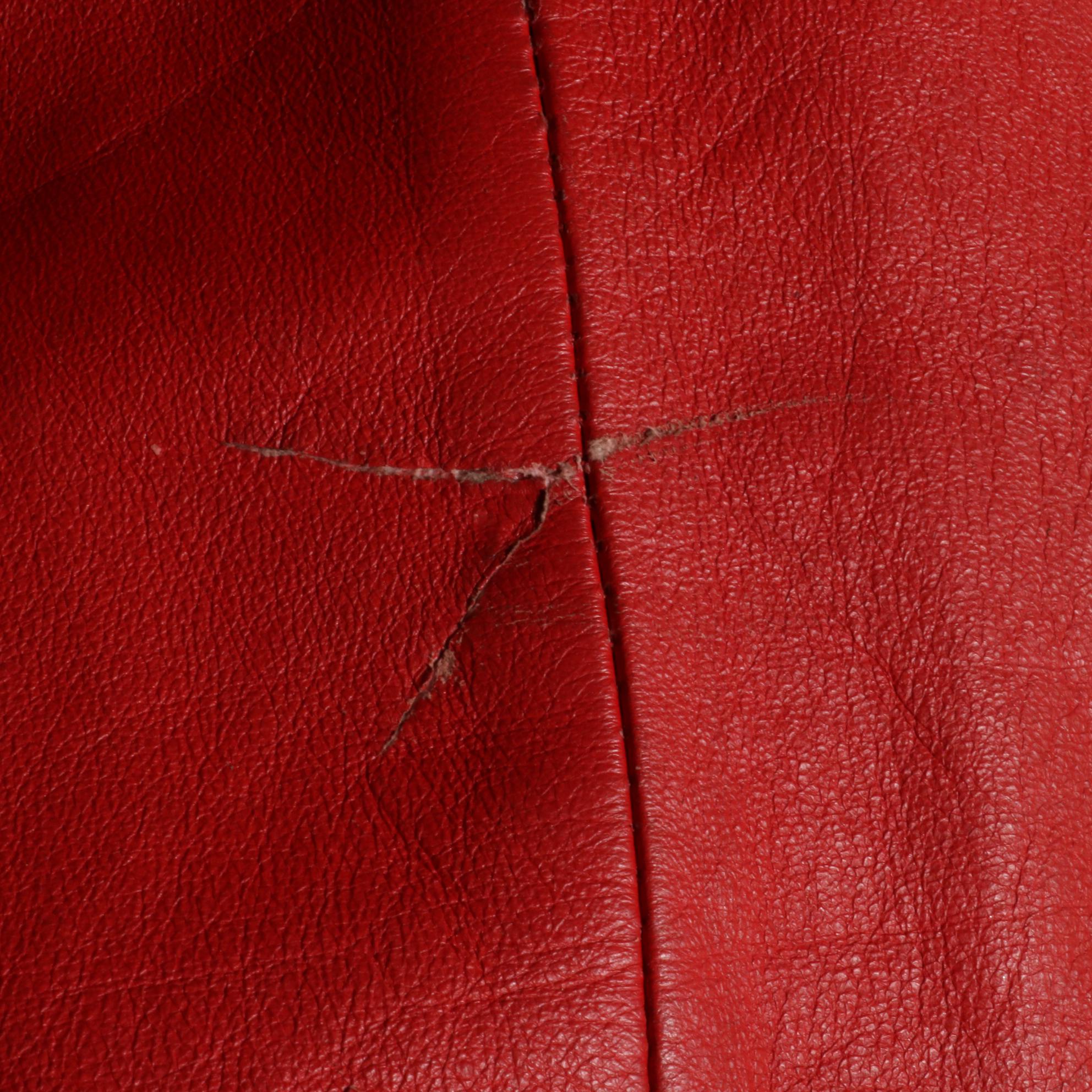 Avanti Oversized Dark Green Leather Coat with Other Red Faux Leather Coat