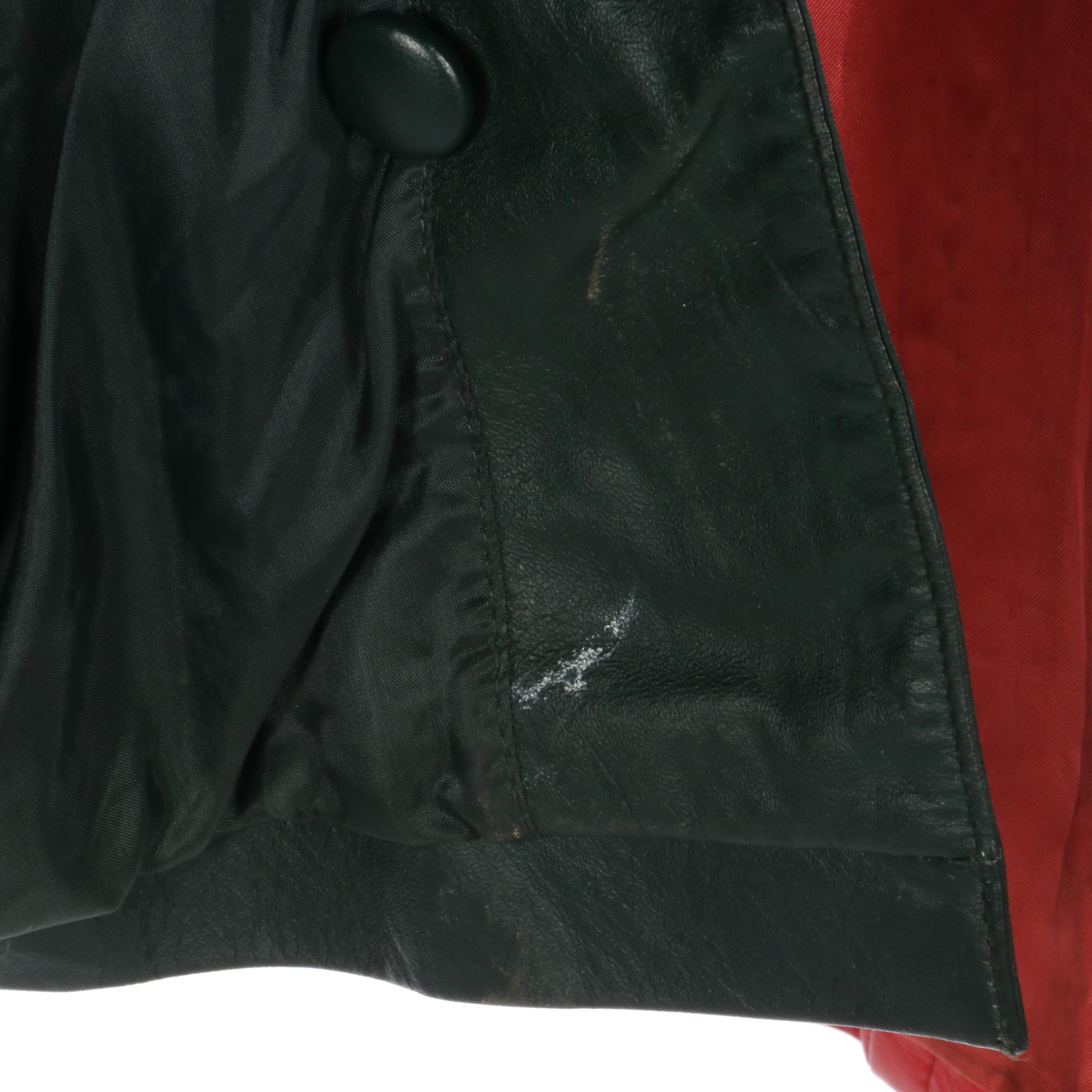 Avanti Oversized Dark Green Leather Coat with Other Red Faux Leather Coat