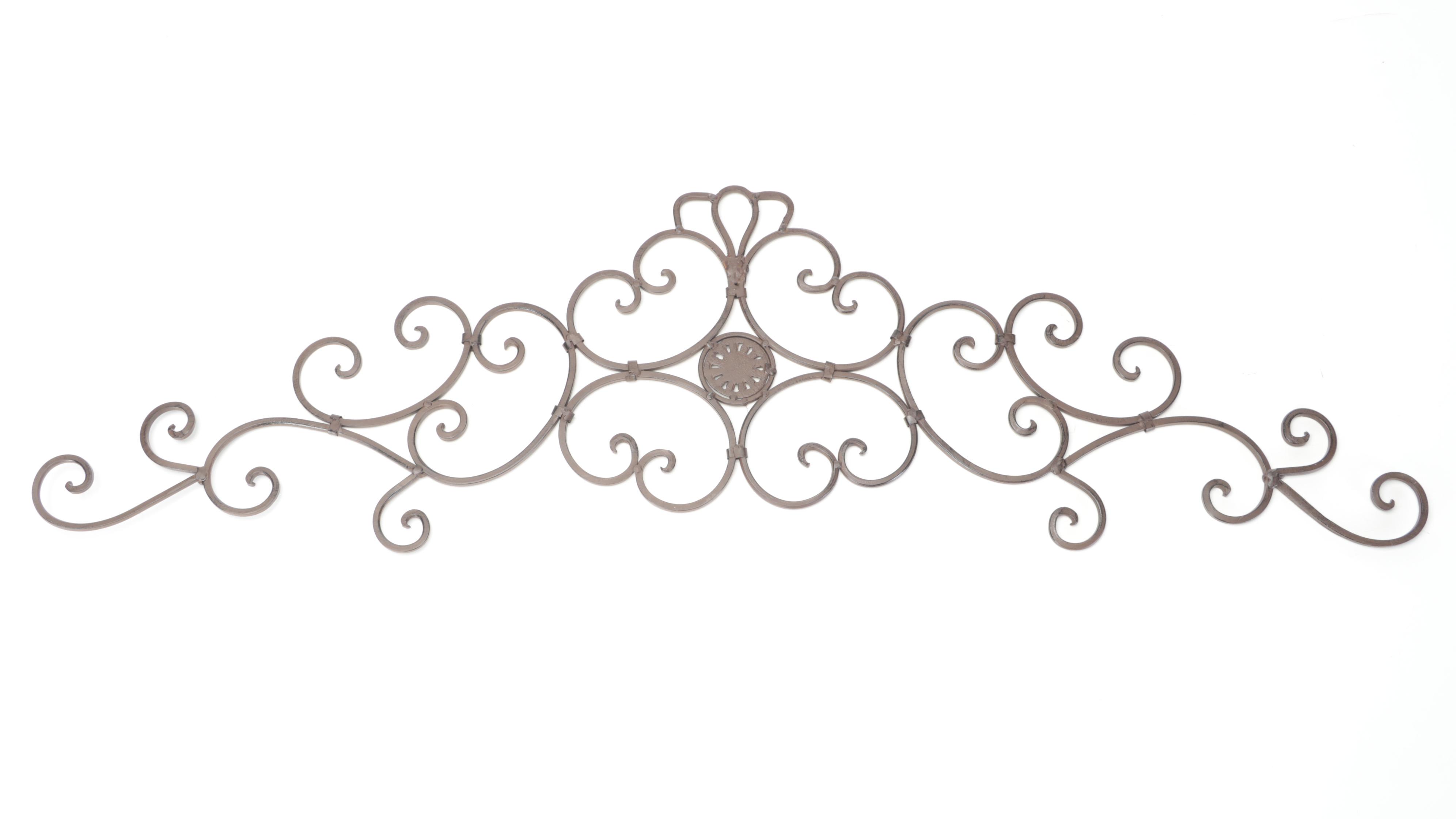 Contemporary Hanging Clock With Scrolled Metal and Sun Shaped Wall Accents