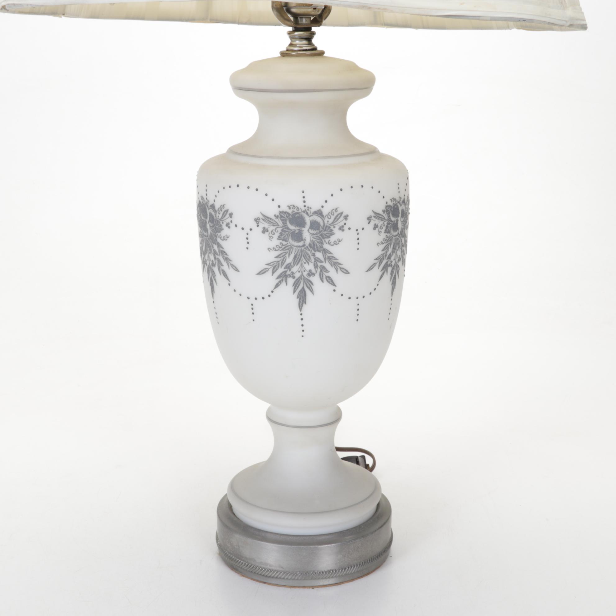 White Matte Glass Urn Style Table Lamp