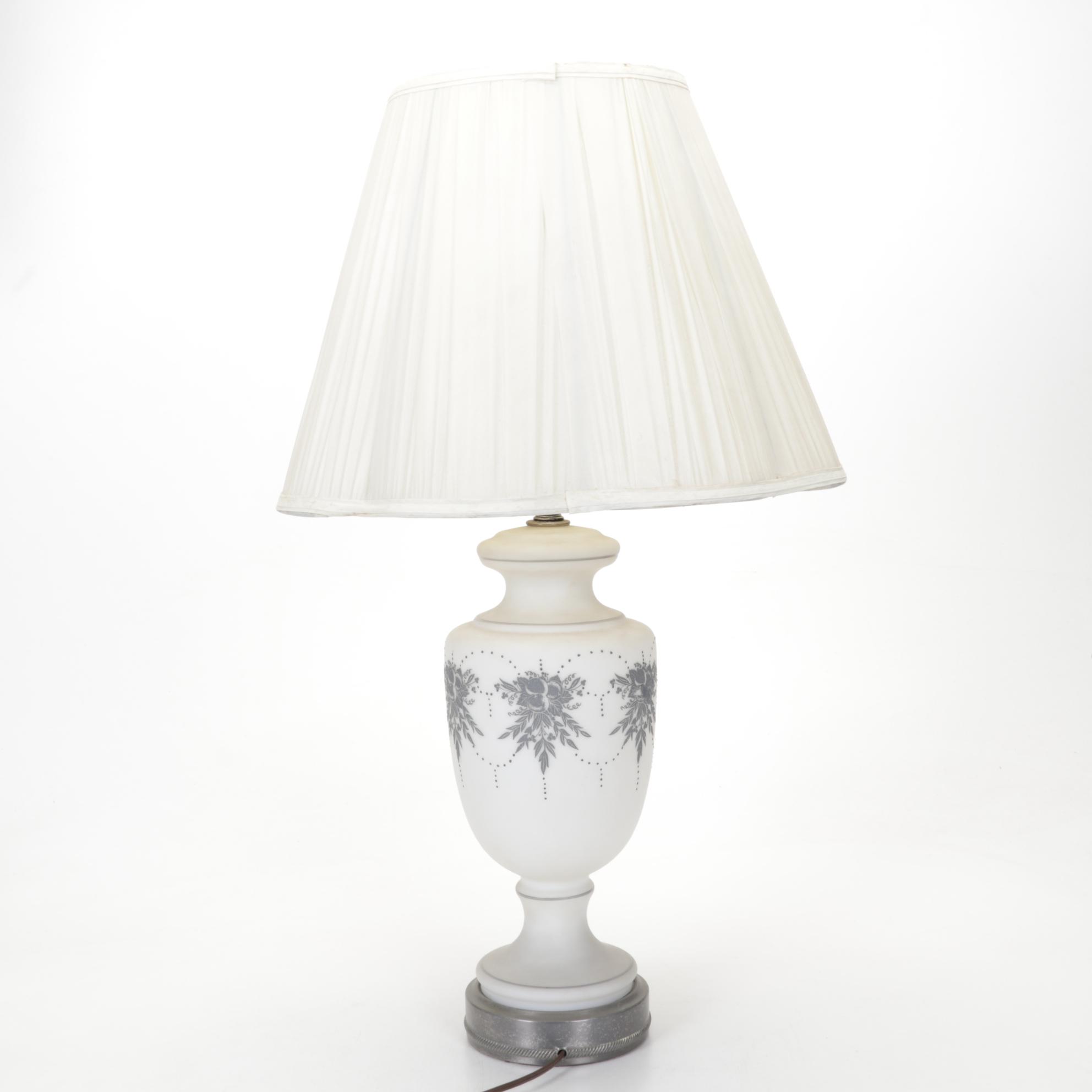 White Matte Glass Urn Style Table Lamp