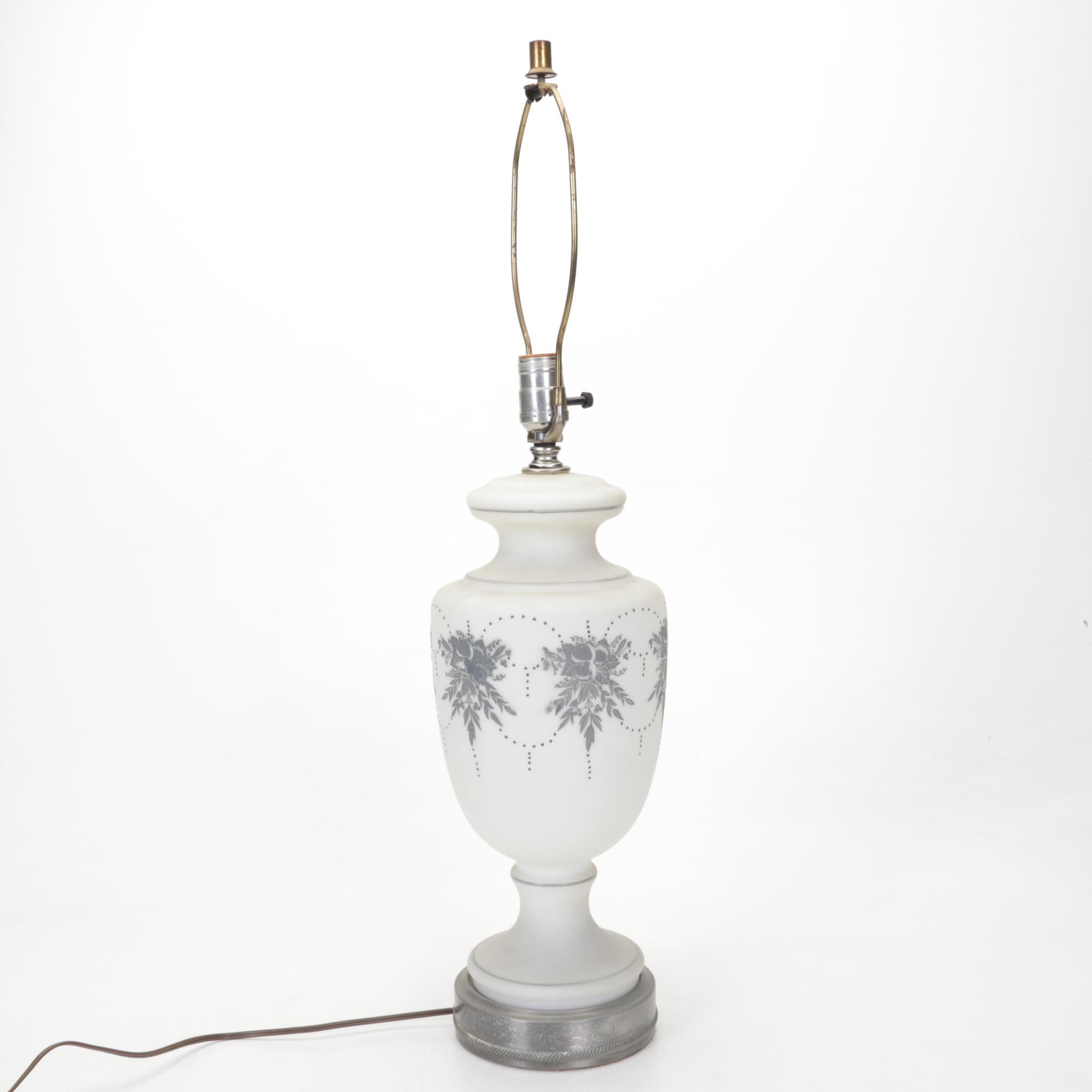 White Matte Glass Urn Style Table Lamp