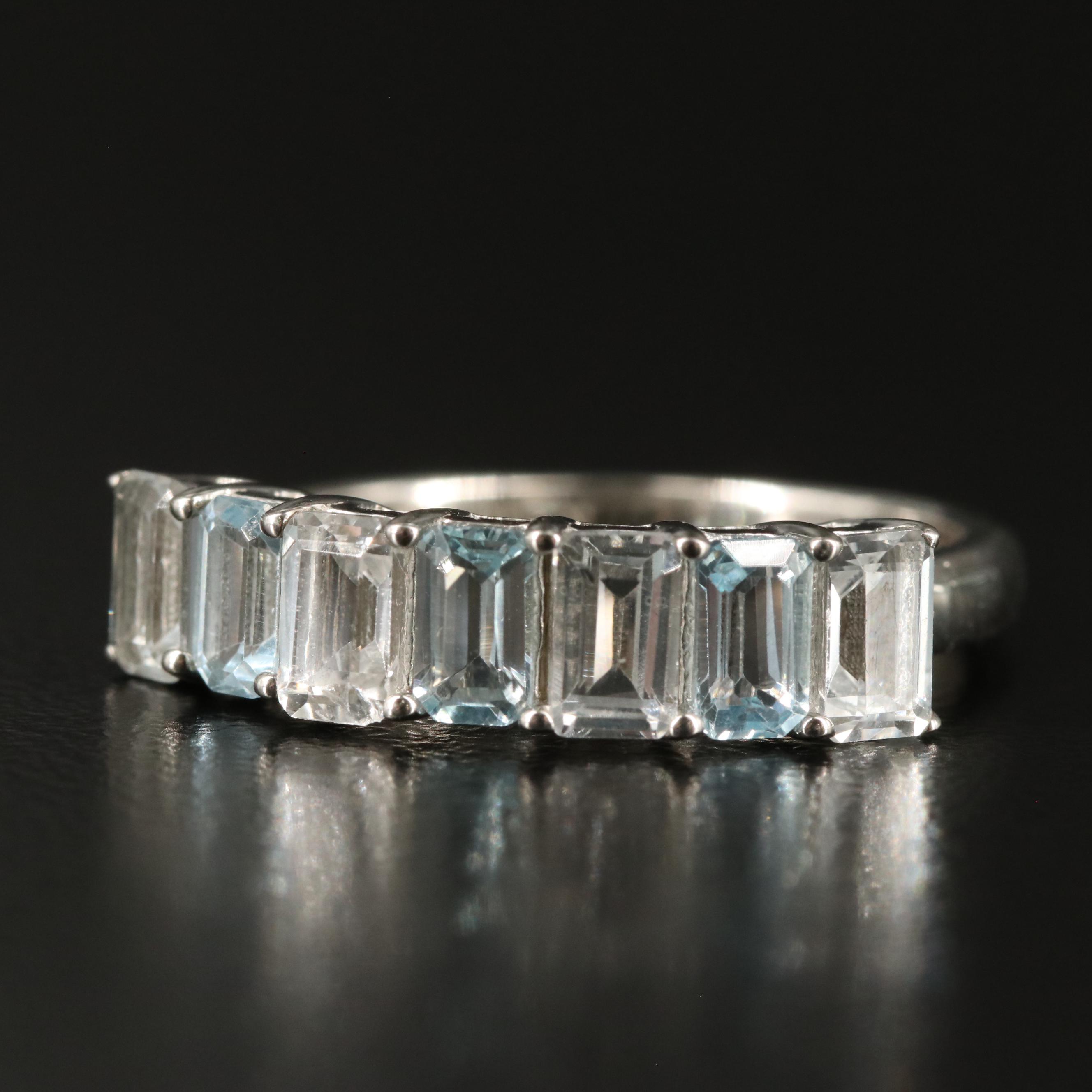 Sterling Blue and White Topaz Band