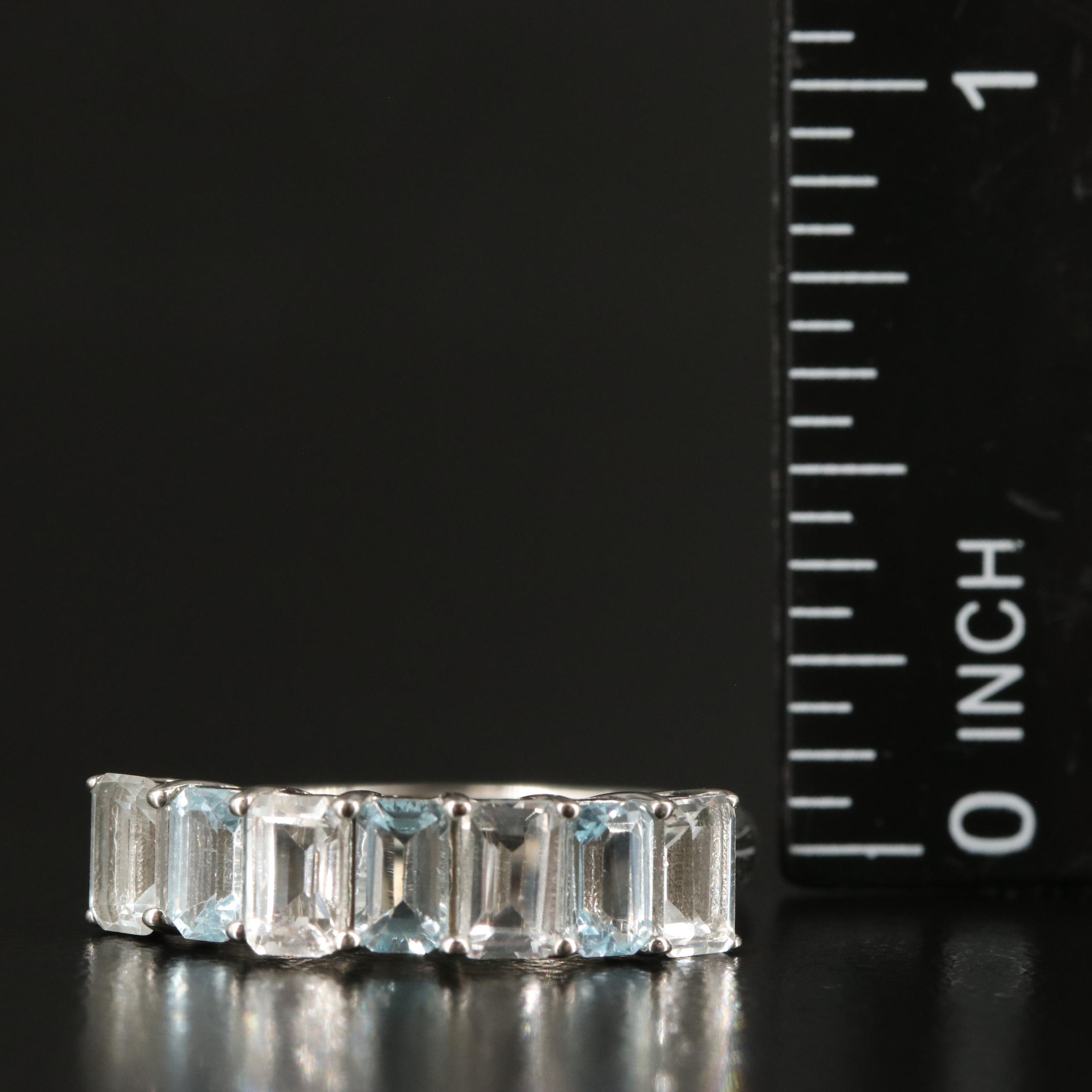 Sterling Blue and White Topaz Band