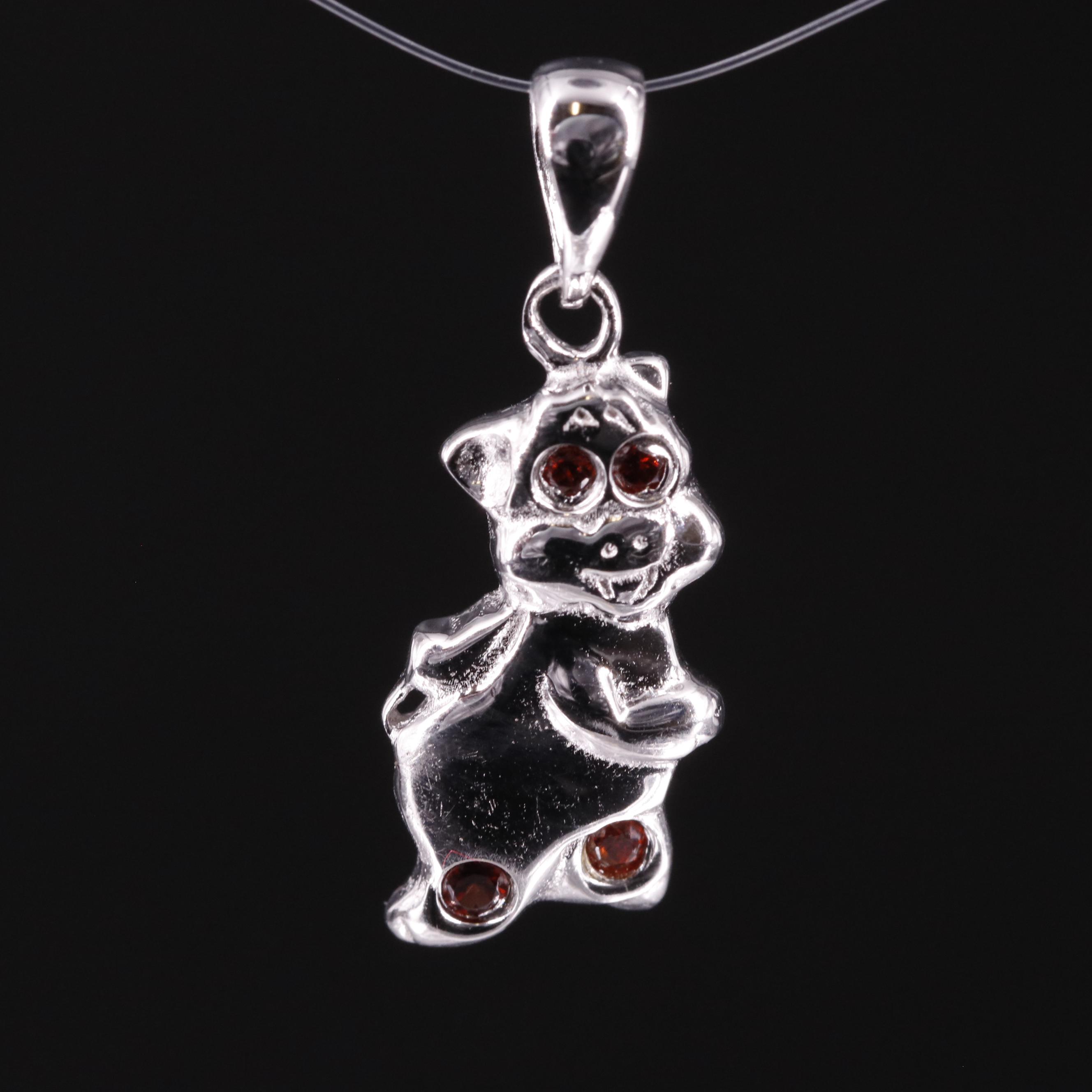 Sterling Garnet Pig Pendant