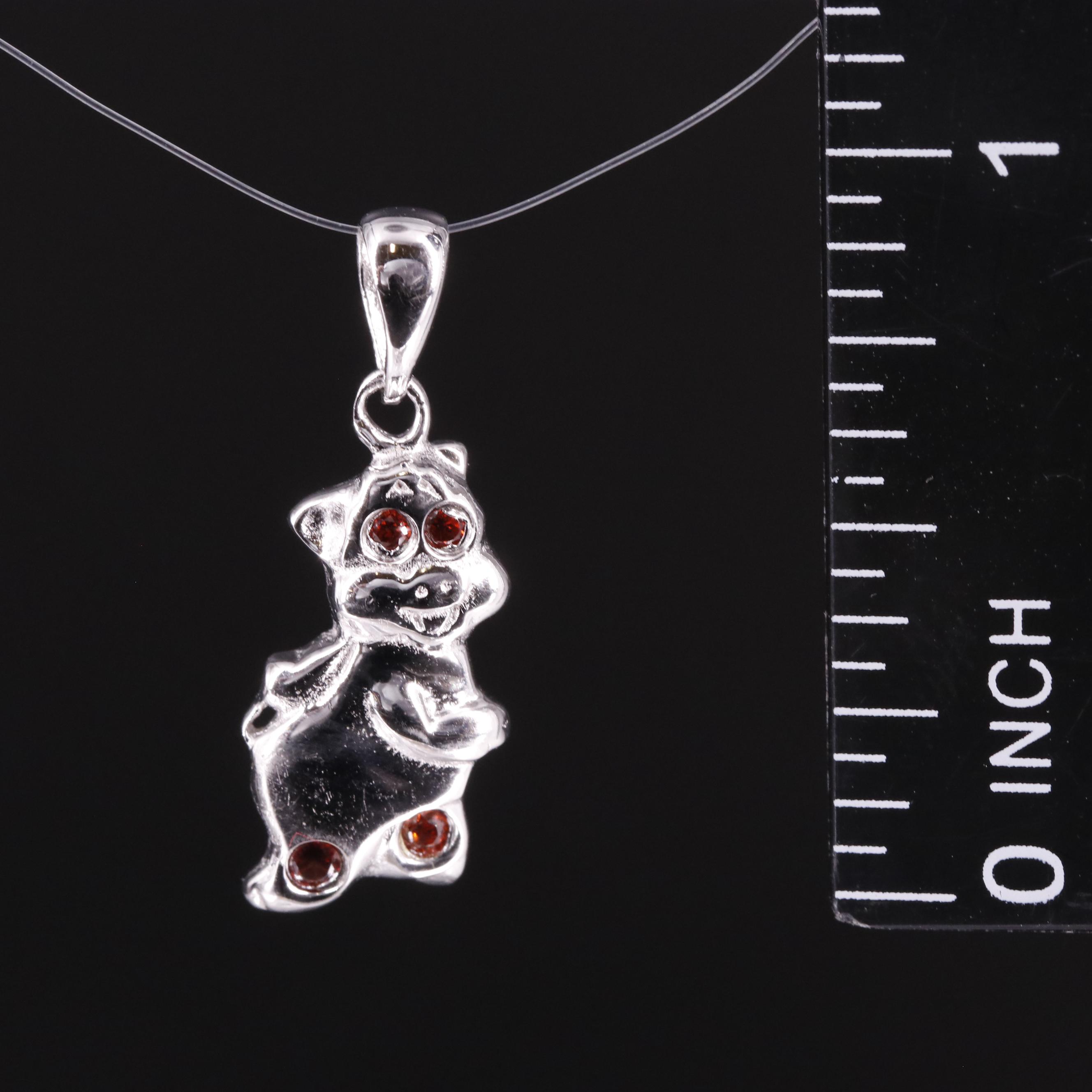 Sterling Garnet Pig Pendant
