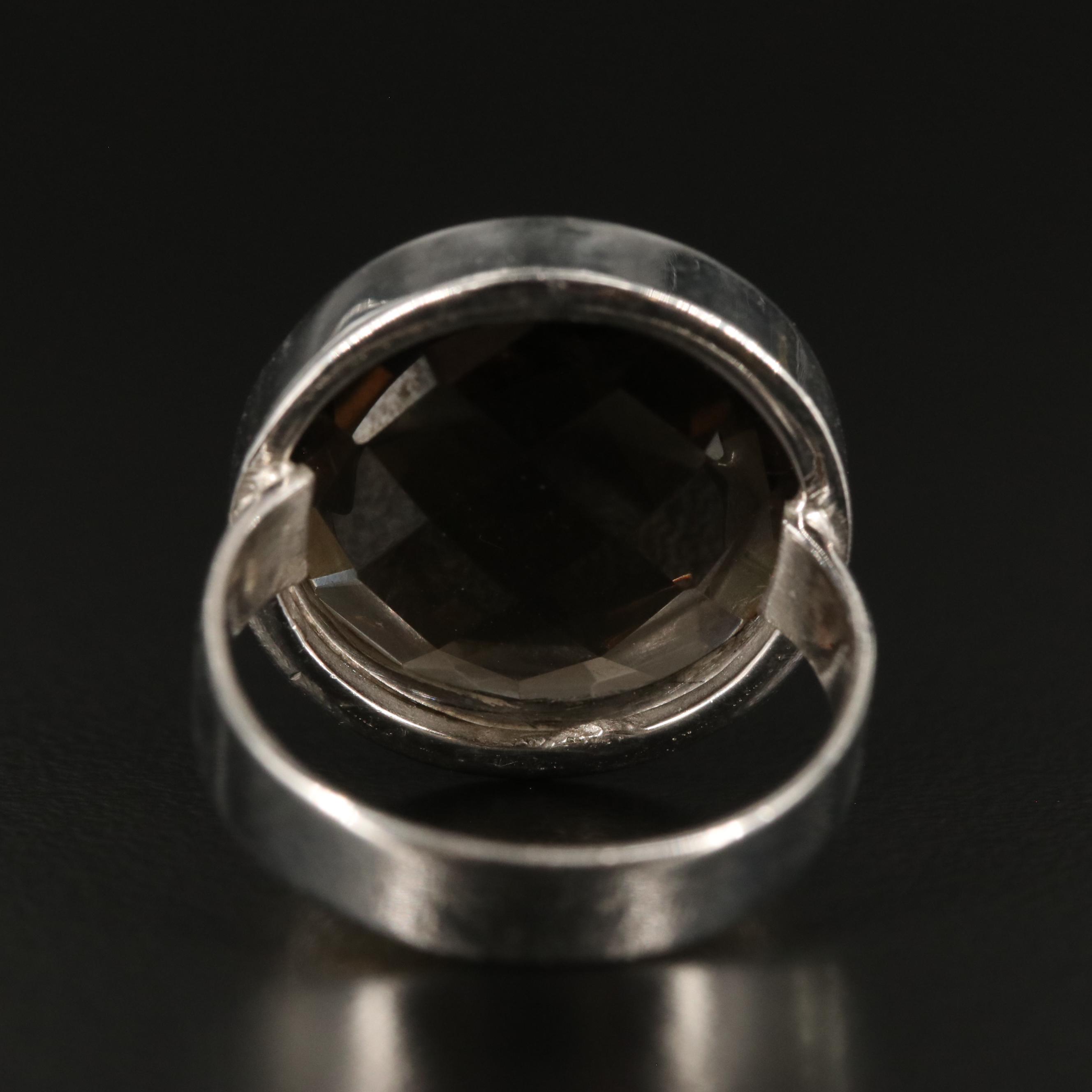 Sterling Round Smoky Quartz Ring