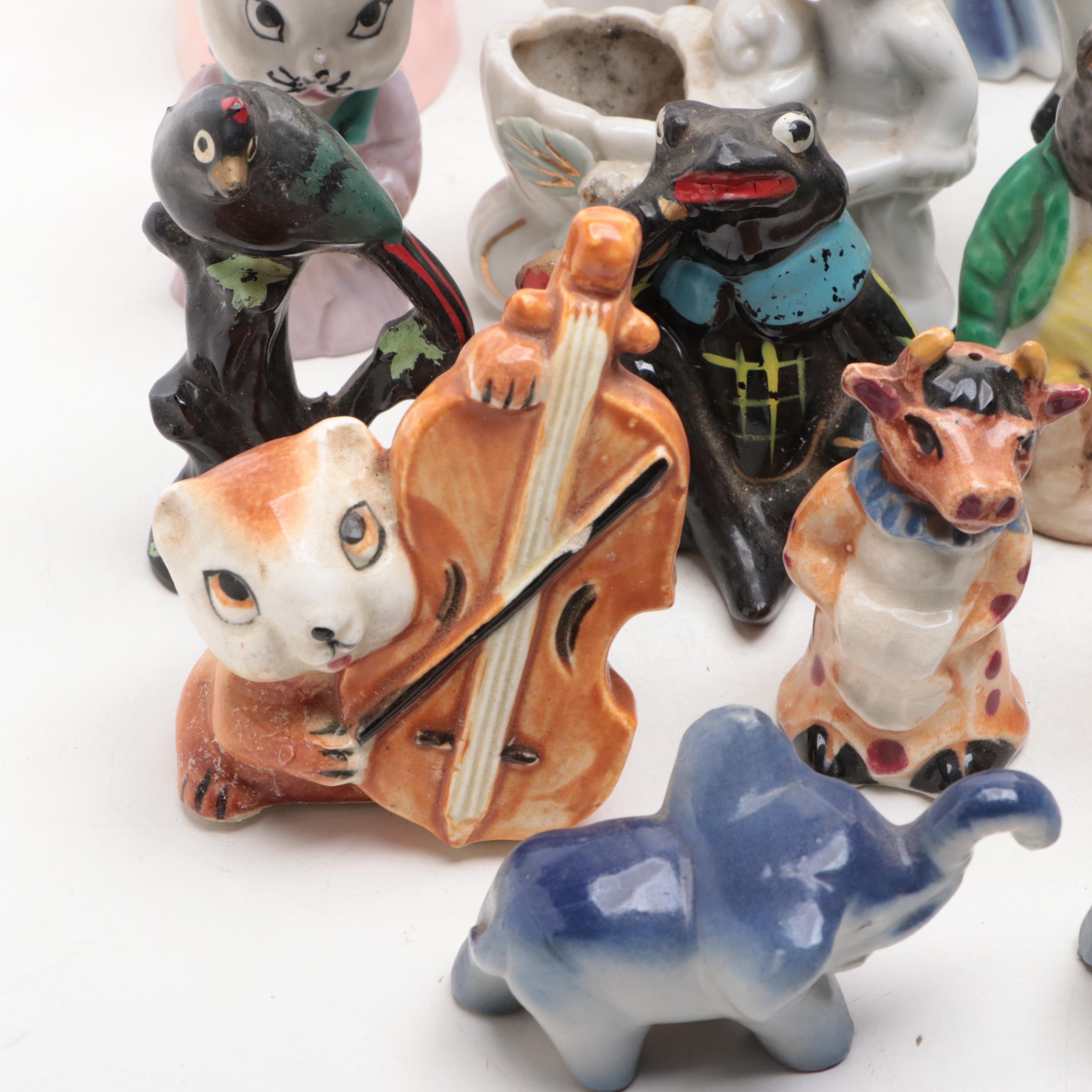 Japanese and Other Miniature Ceramic Vases and Figurines, Mid-20th Century