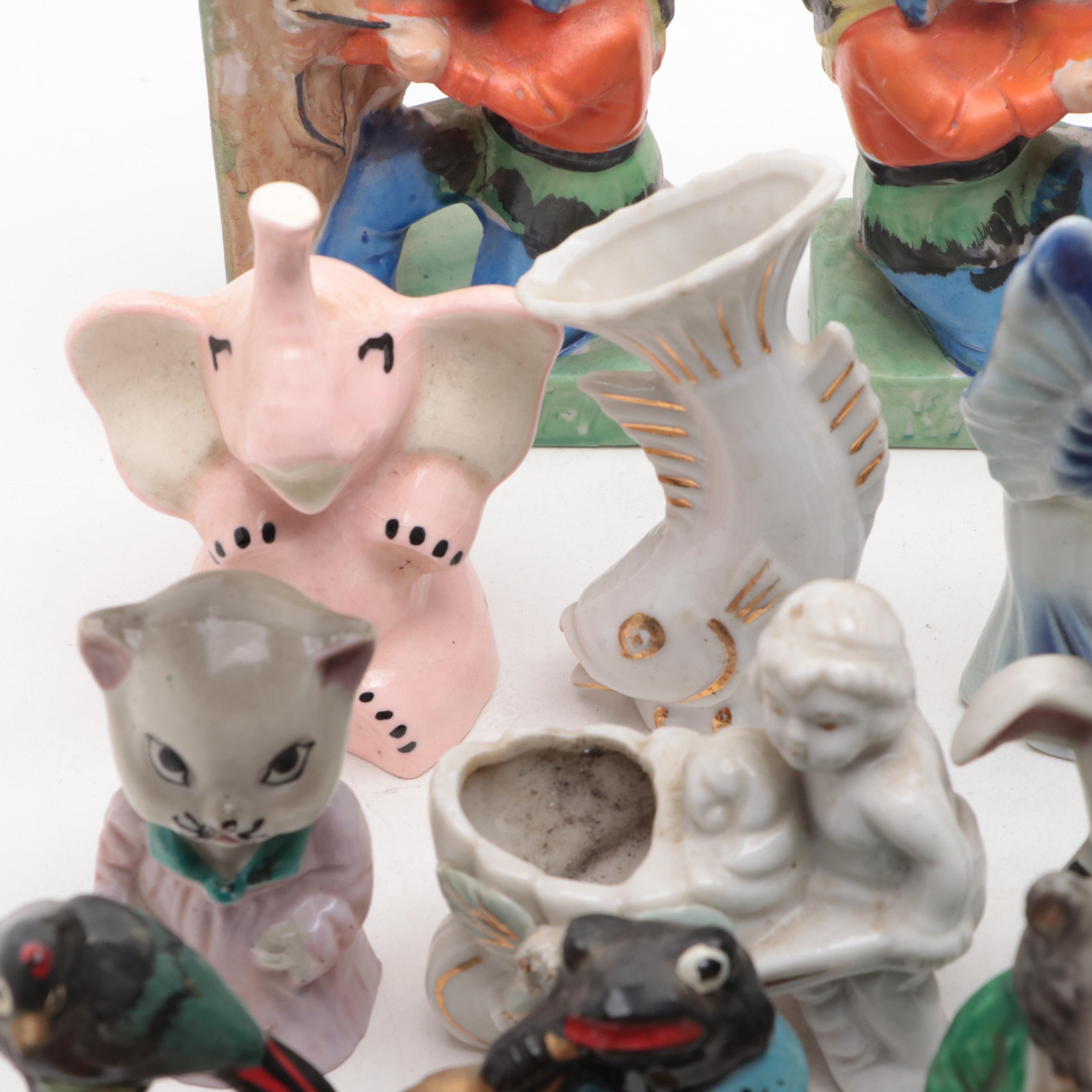 Japanese and Other Miniature Ceramic Vases and Figurines, Mid-20th Century