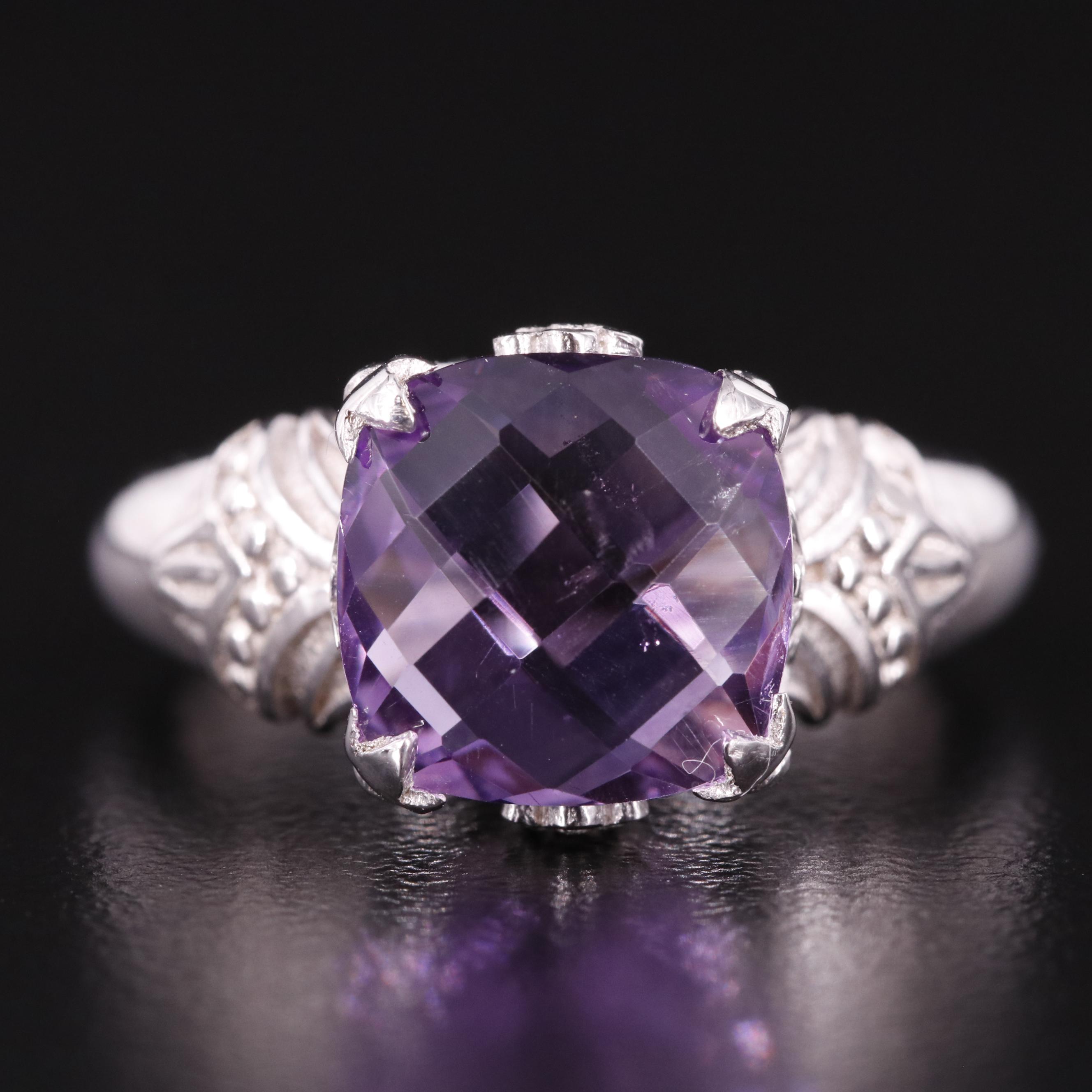 Sterling Amethyst Solitaire Ring
