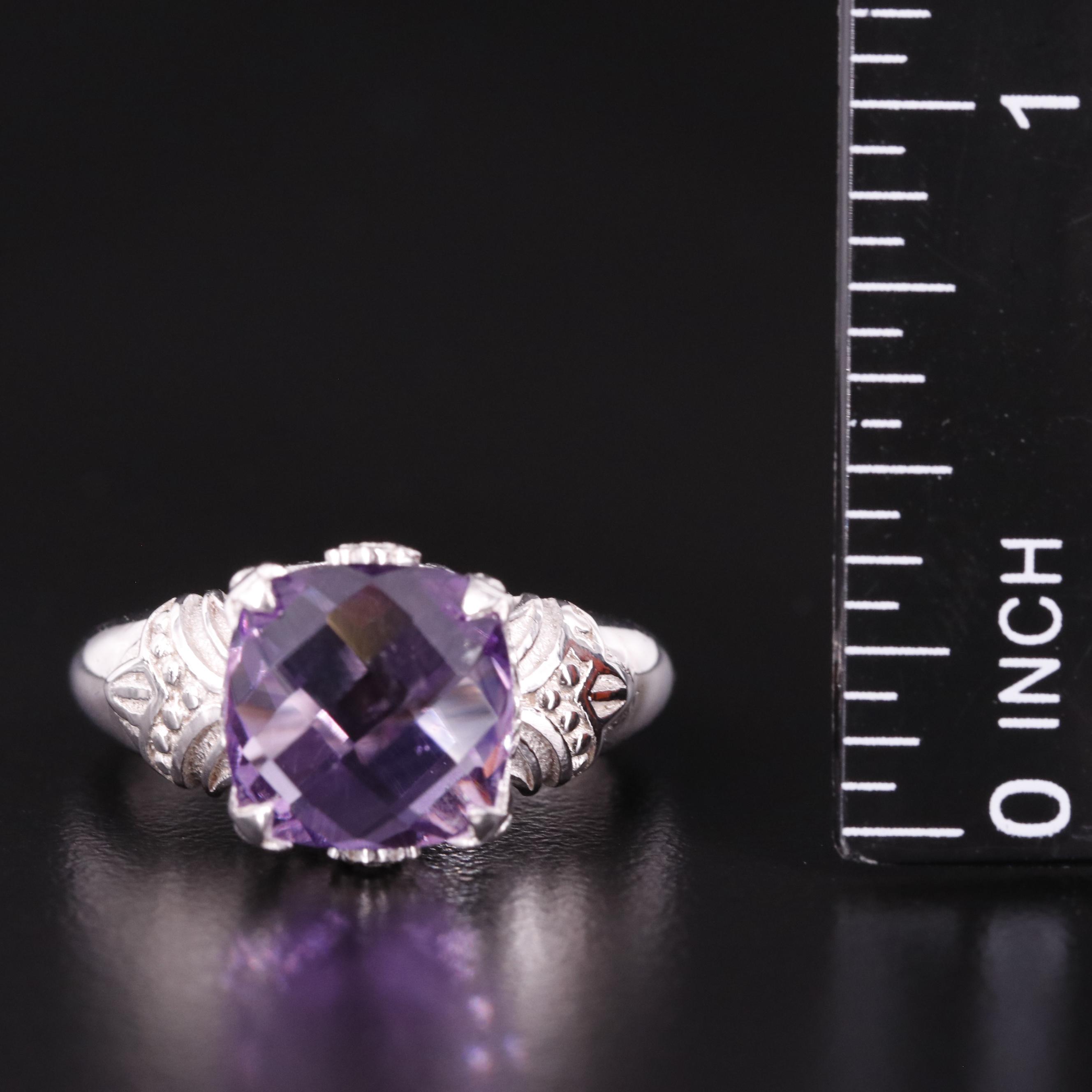 Sterling Amethyst Solitaire Ring