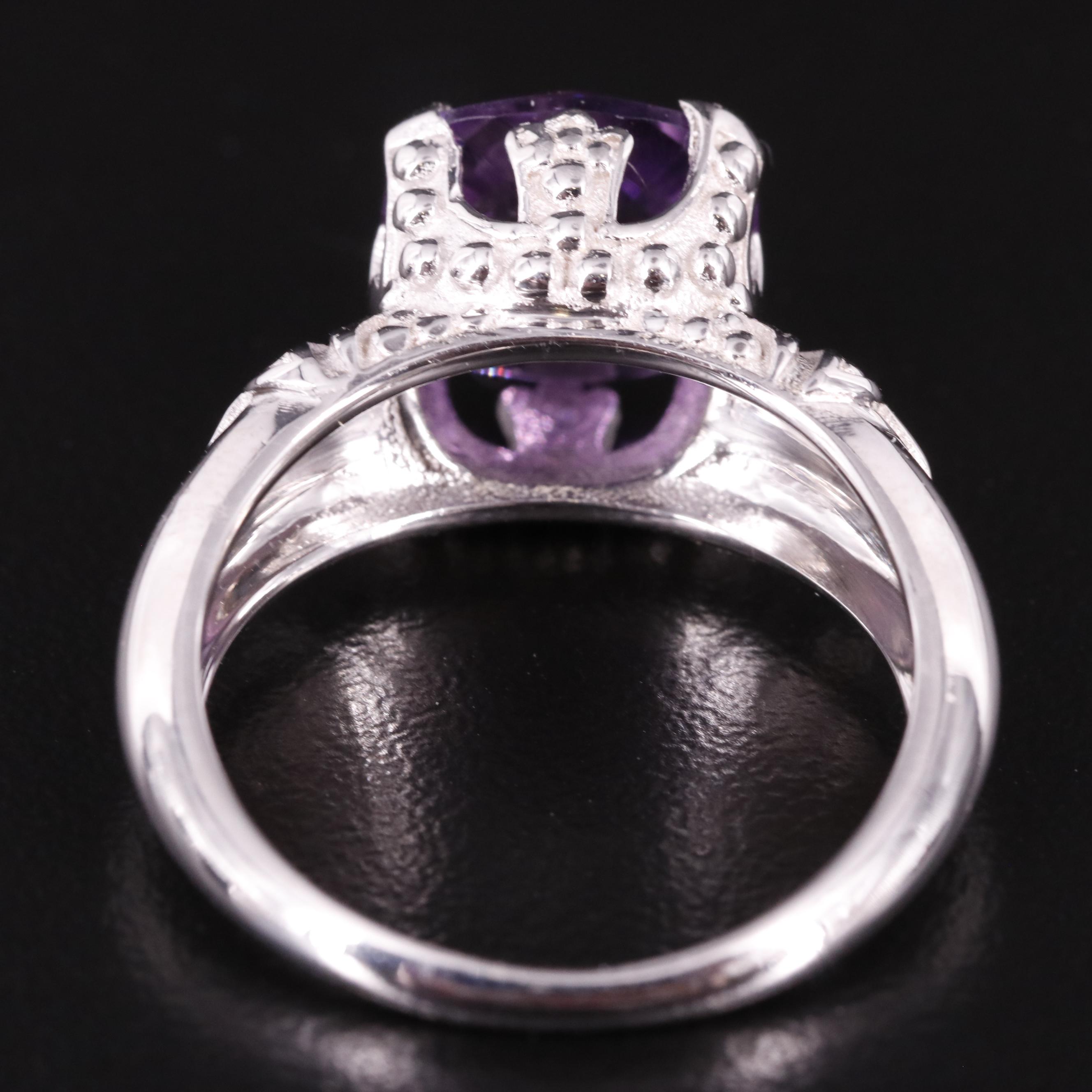 Sterling Amethyst Solitaire Ring