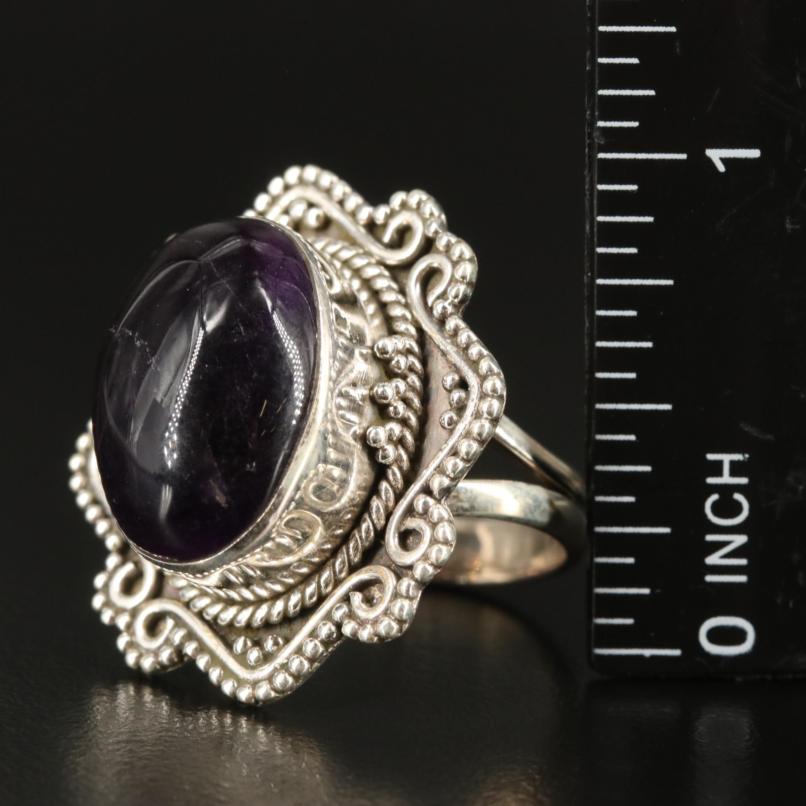 Sterling Amethyst Cocktail Ring
