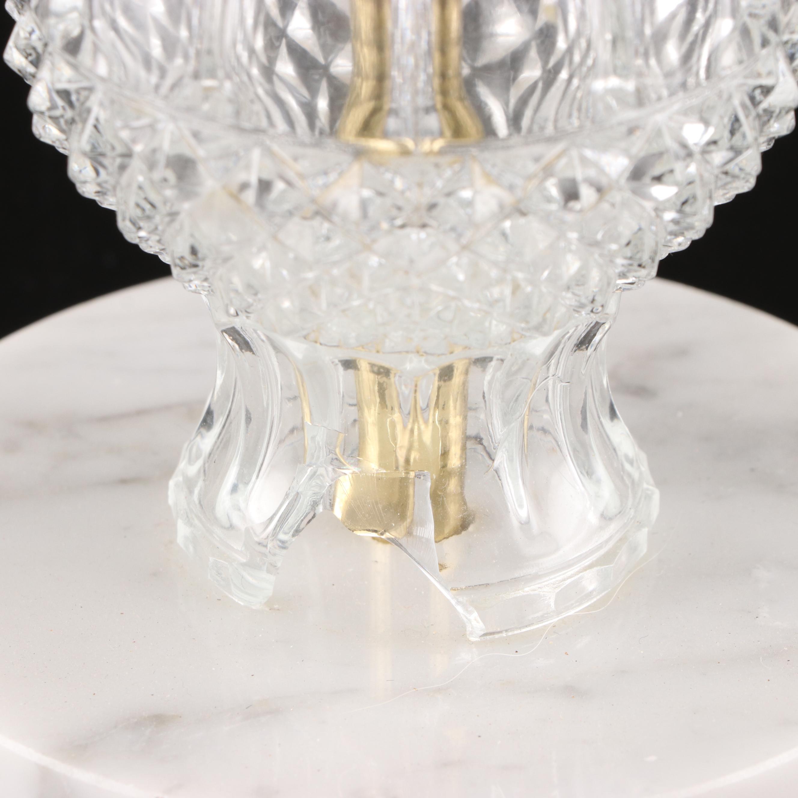 Hollywood Regency Style Pressed Glass Balancing Scale with Sconces