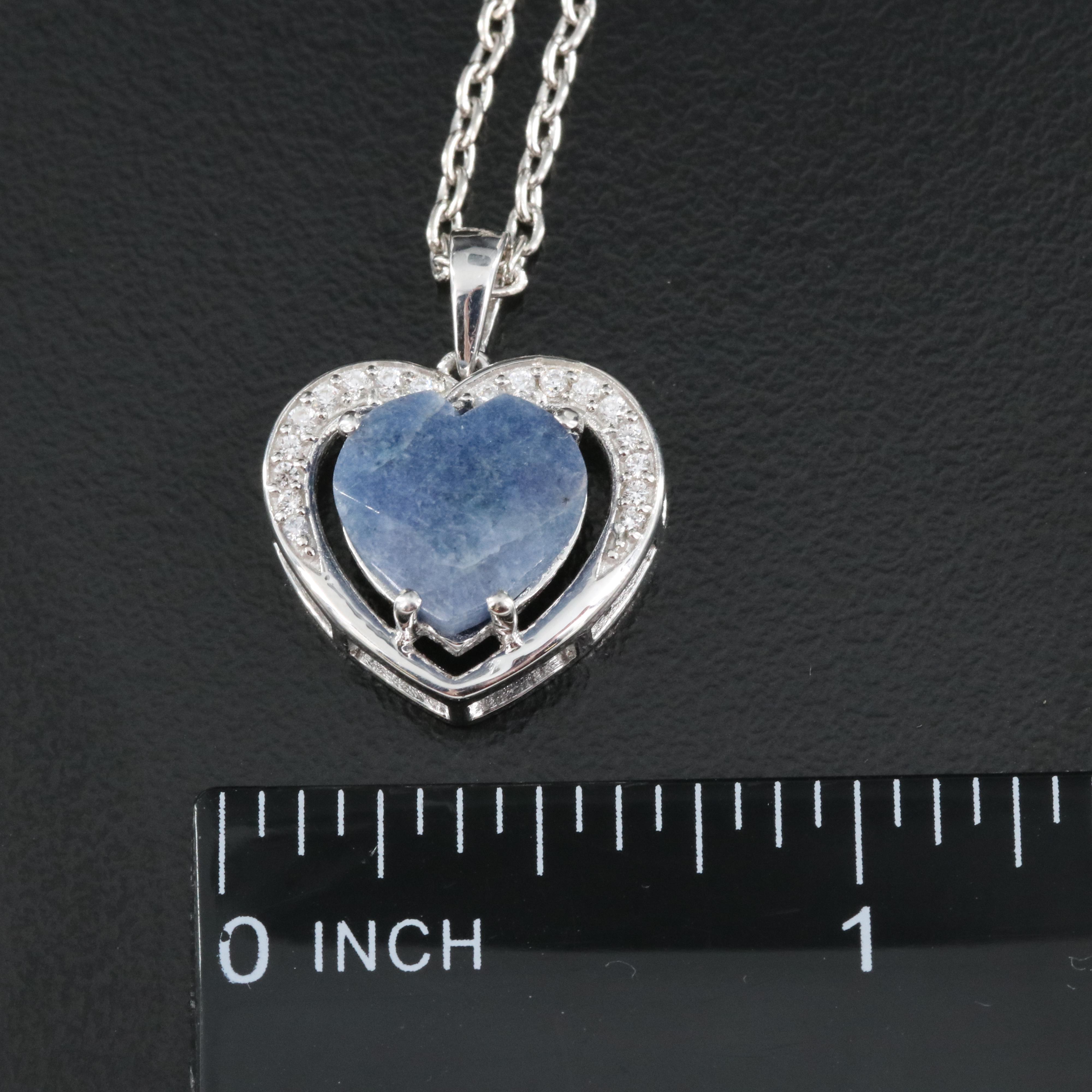Sterling Beryl and Zircon Heart Pendant Necklaces