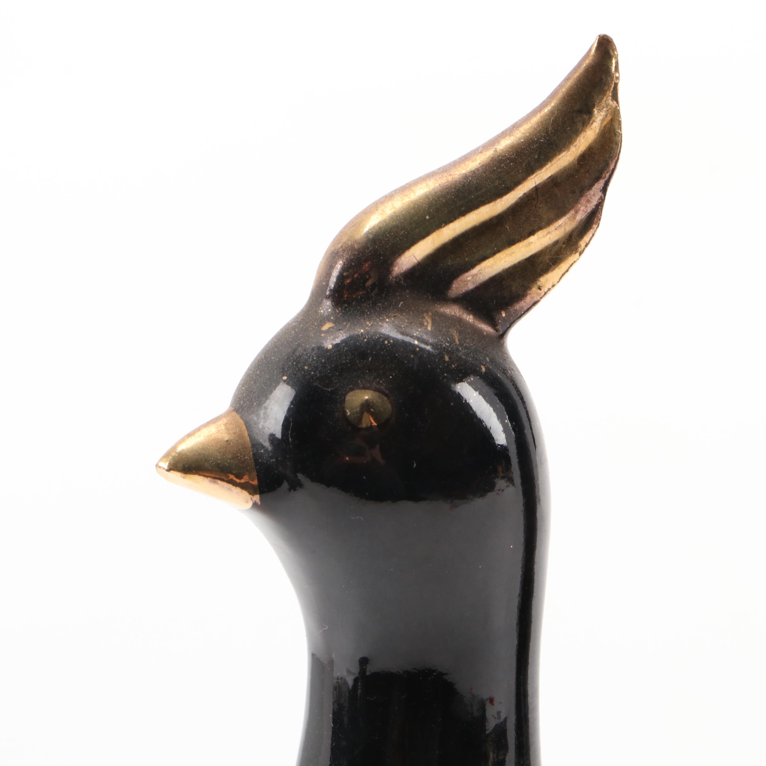 Sutton's Creation Gilt Accented Ceramic Phoenix Figurines, Mid to Late 20th C.