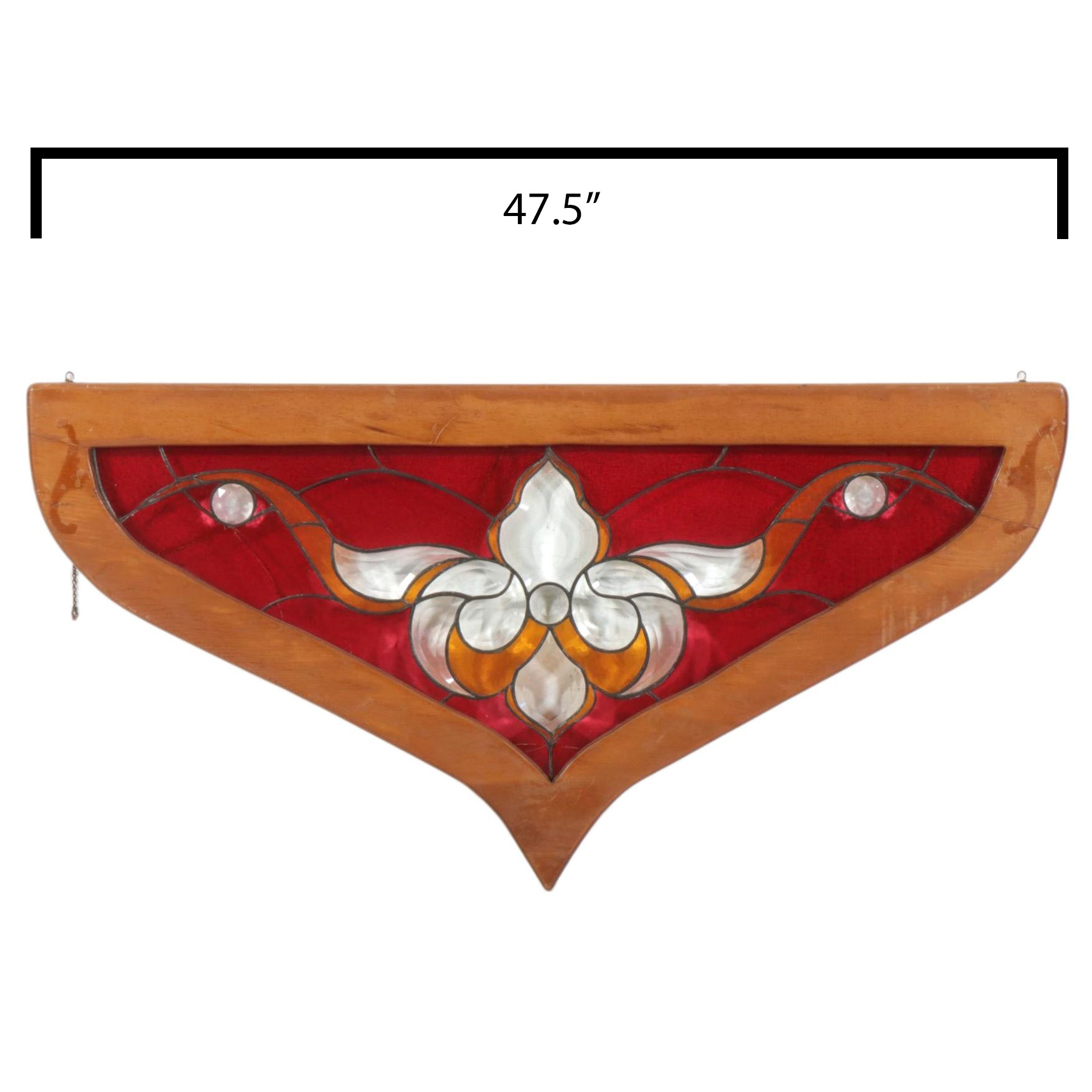 Stained Glass Fleur-de-Lys Window Segment Wall Décor